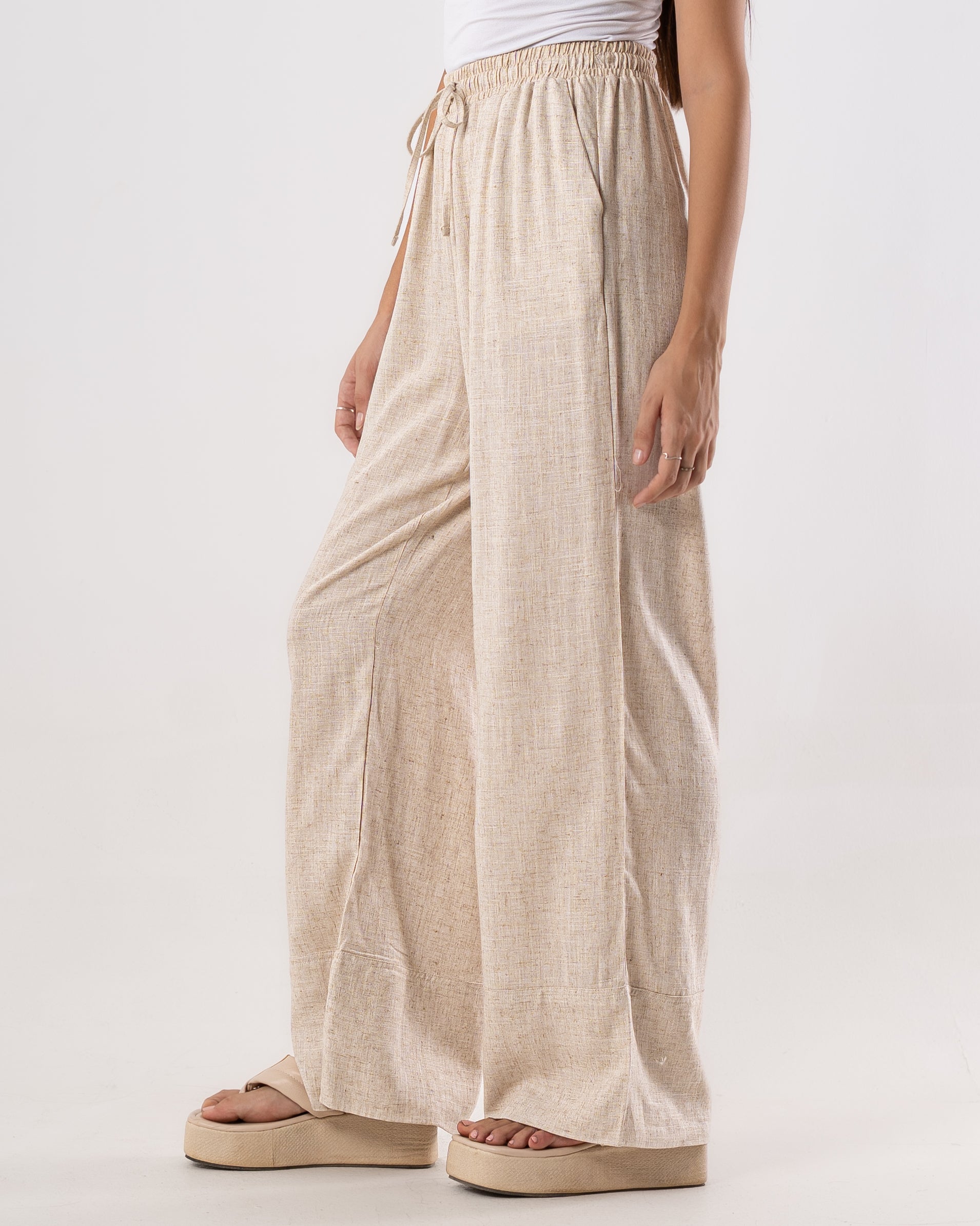Drawstring Trouser Linen – Wide-Leg (Plain)