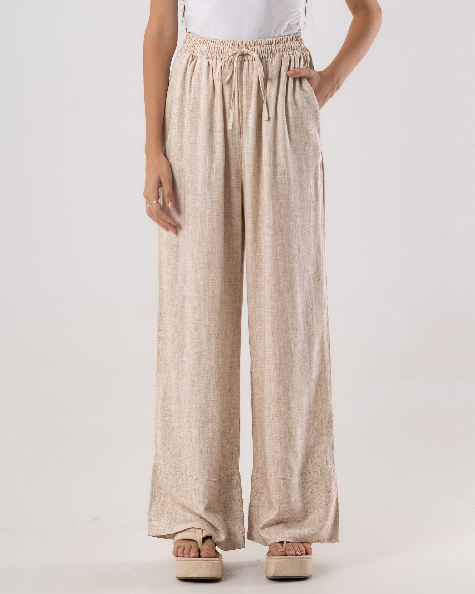 Drawstring Trouser Linen – Wide-Leg (Plain)