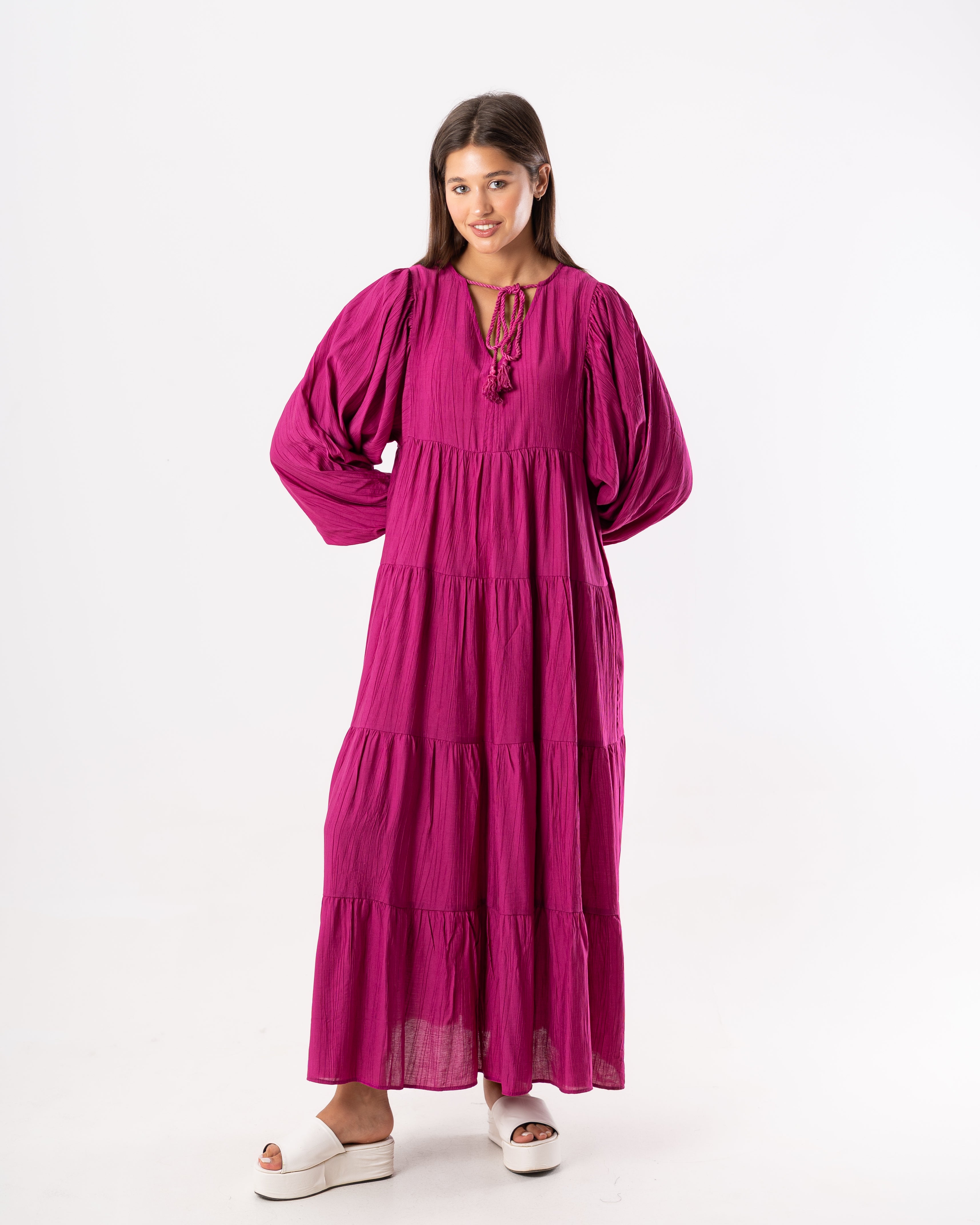 فستان طويل سادة – (رقبة مربوطة)