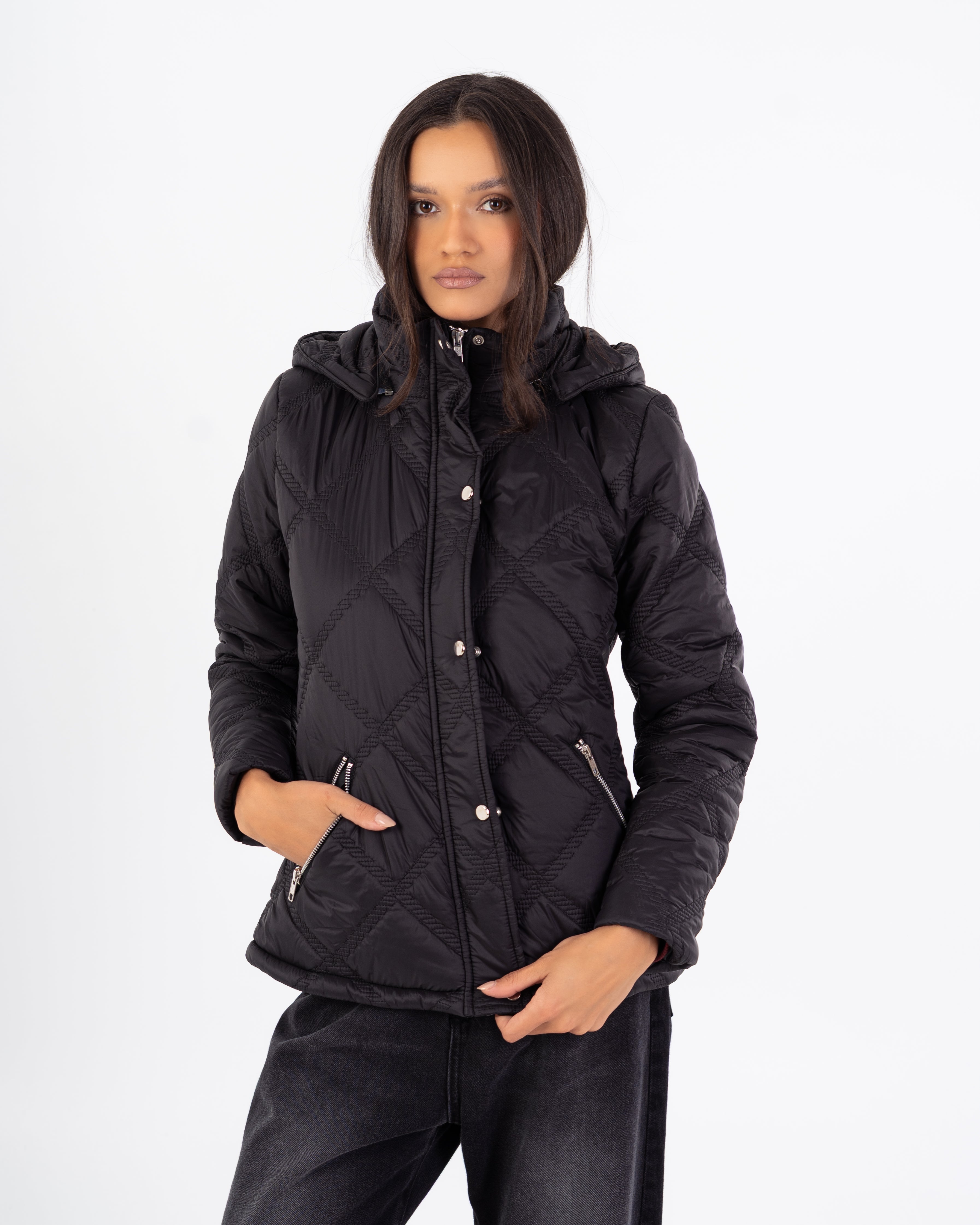 جاكيت مبطن – قصير (بغطاء رأس، وجيب بسحاب)