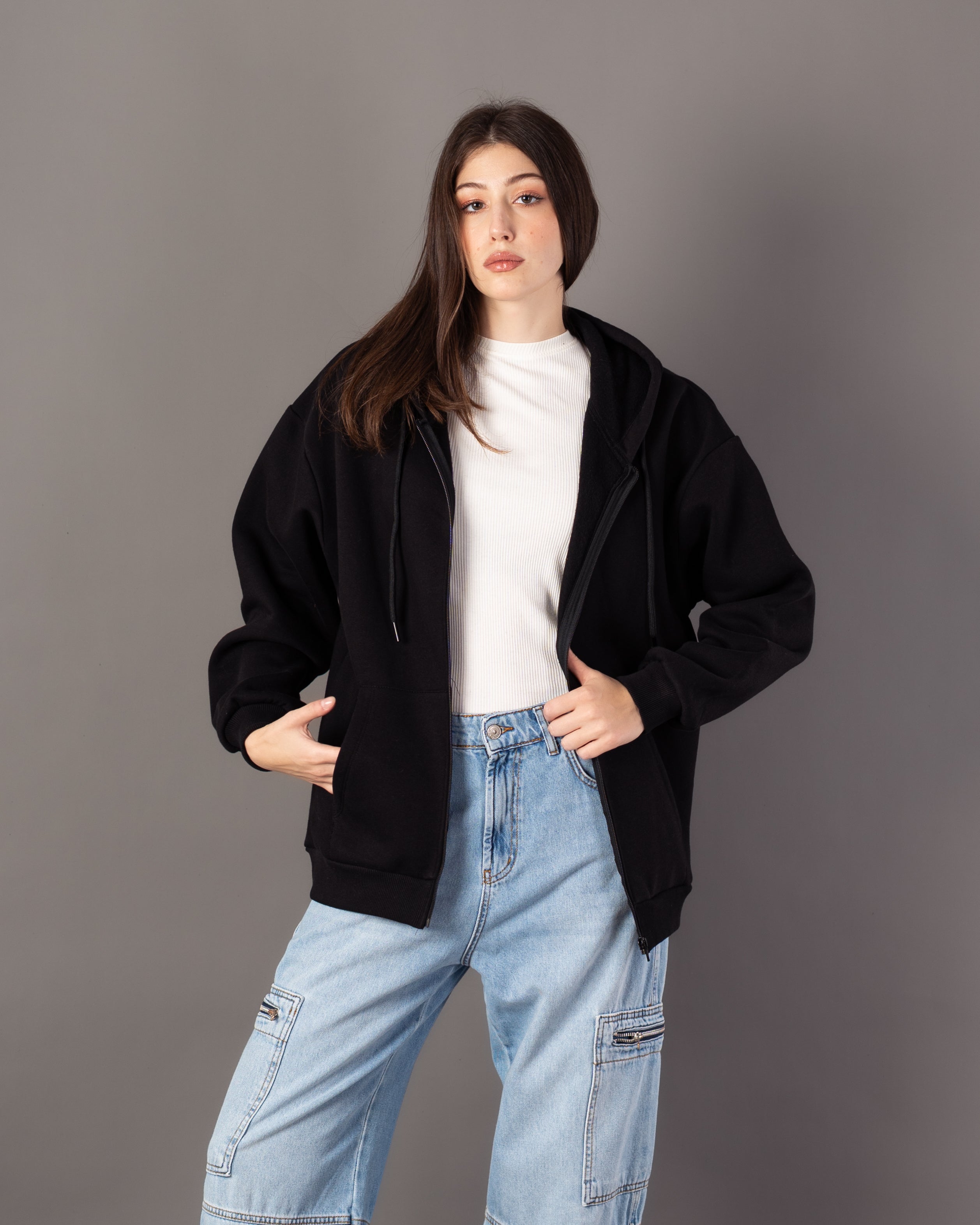 Plain Sweatshirt – Zipper