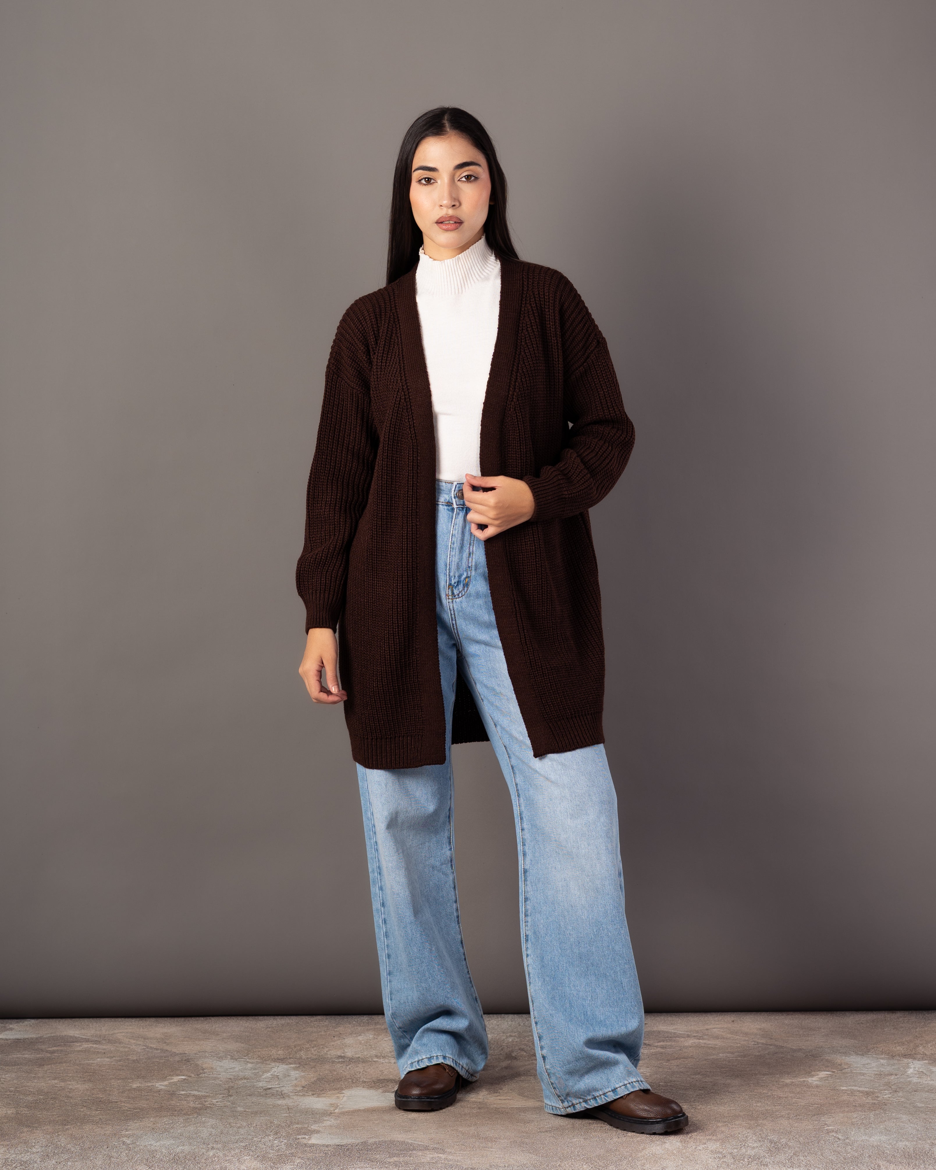 Plain Knitwear Cardigan – Open