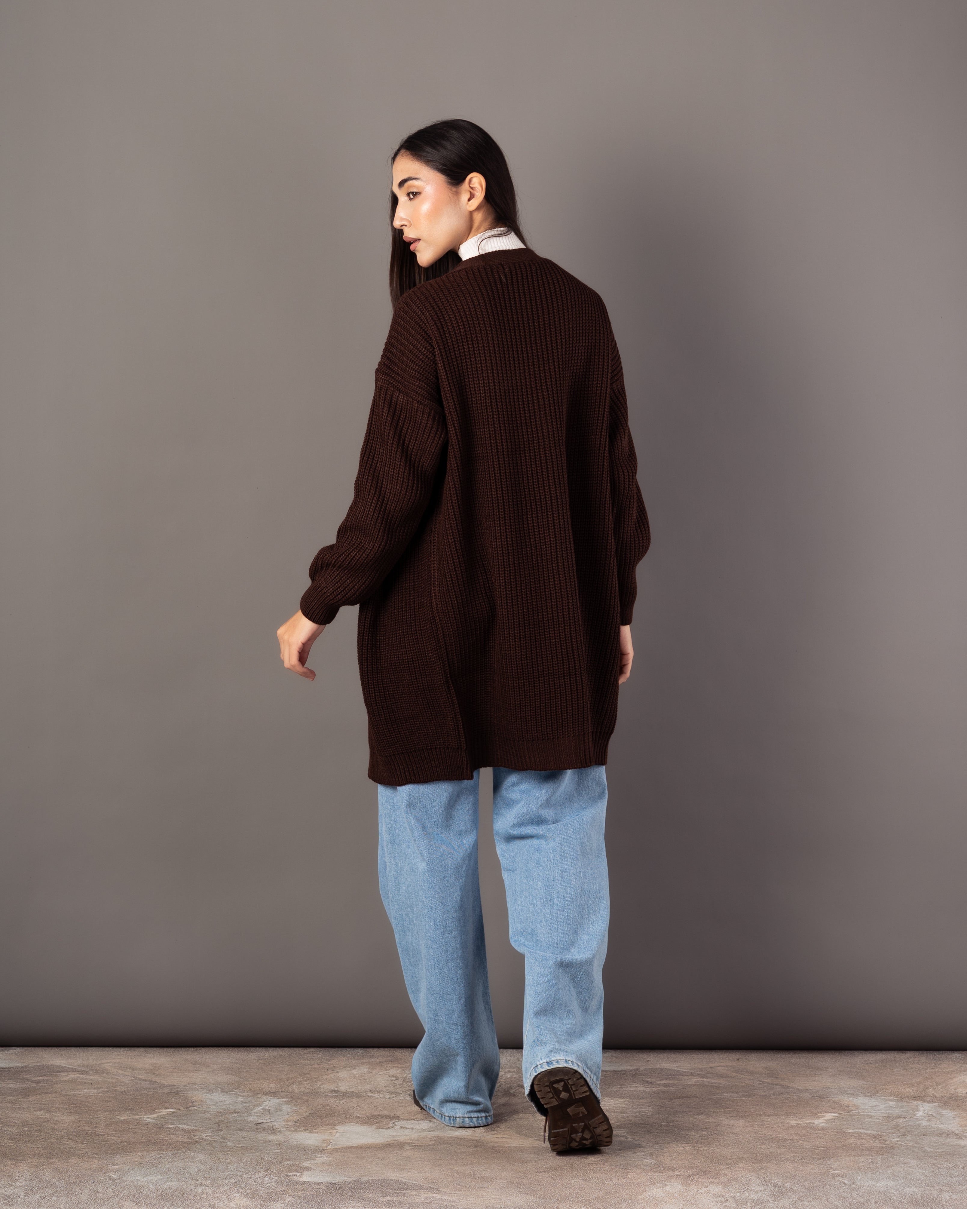 Plain Knitwear Cardigan – Open