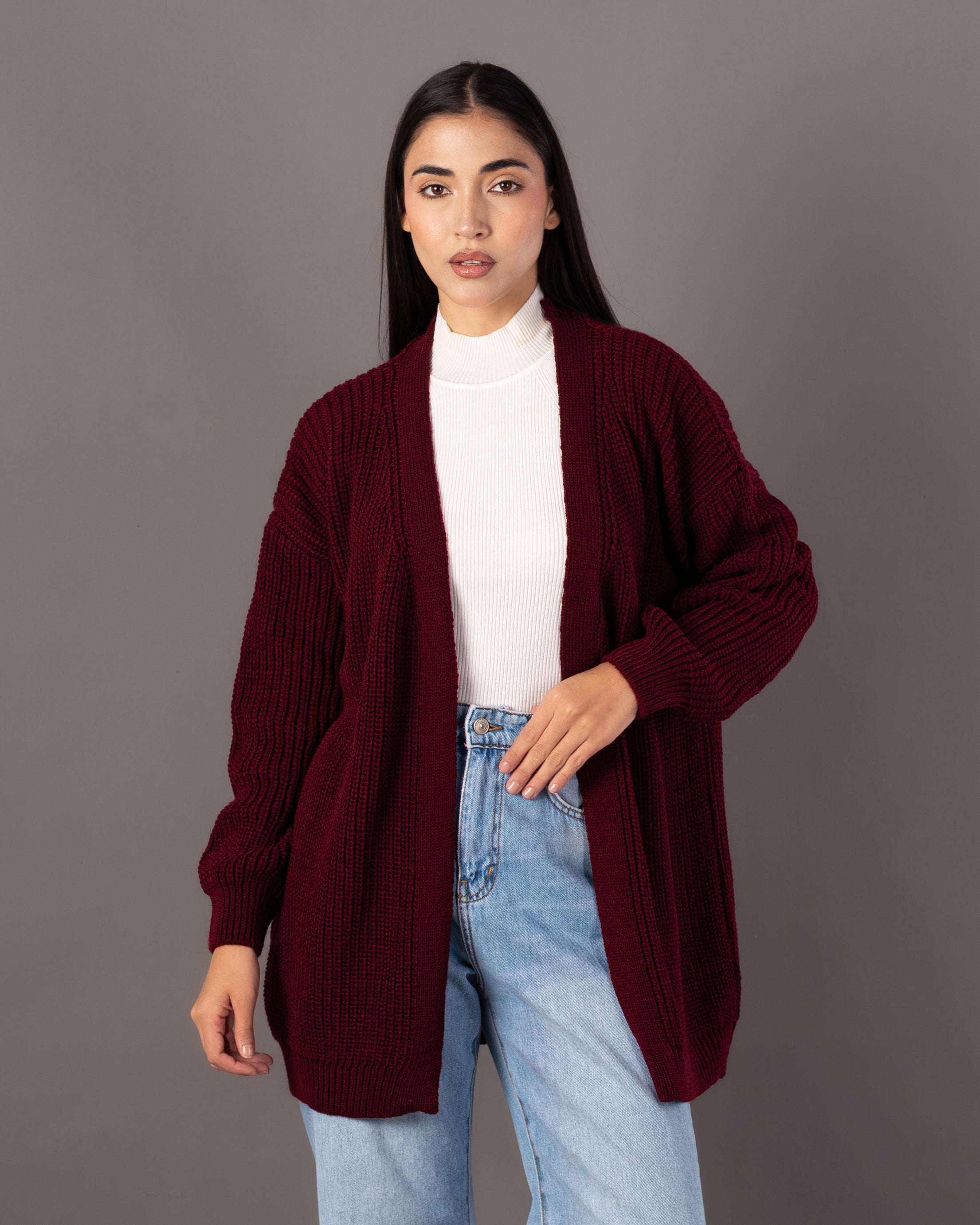 Plain Knitwear Cardigan – Open