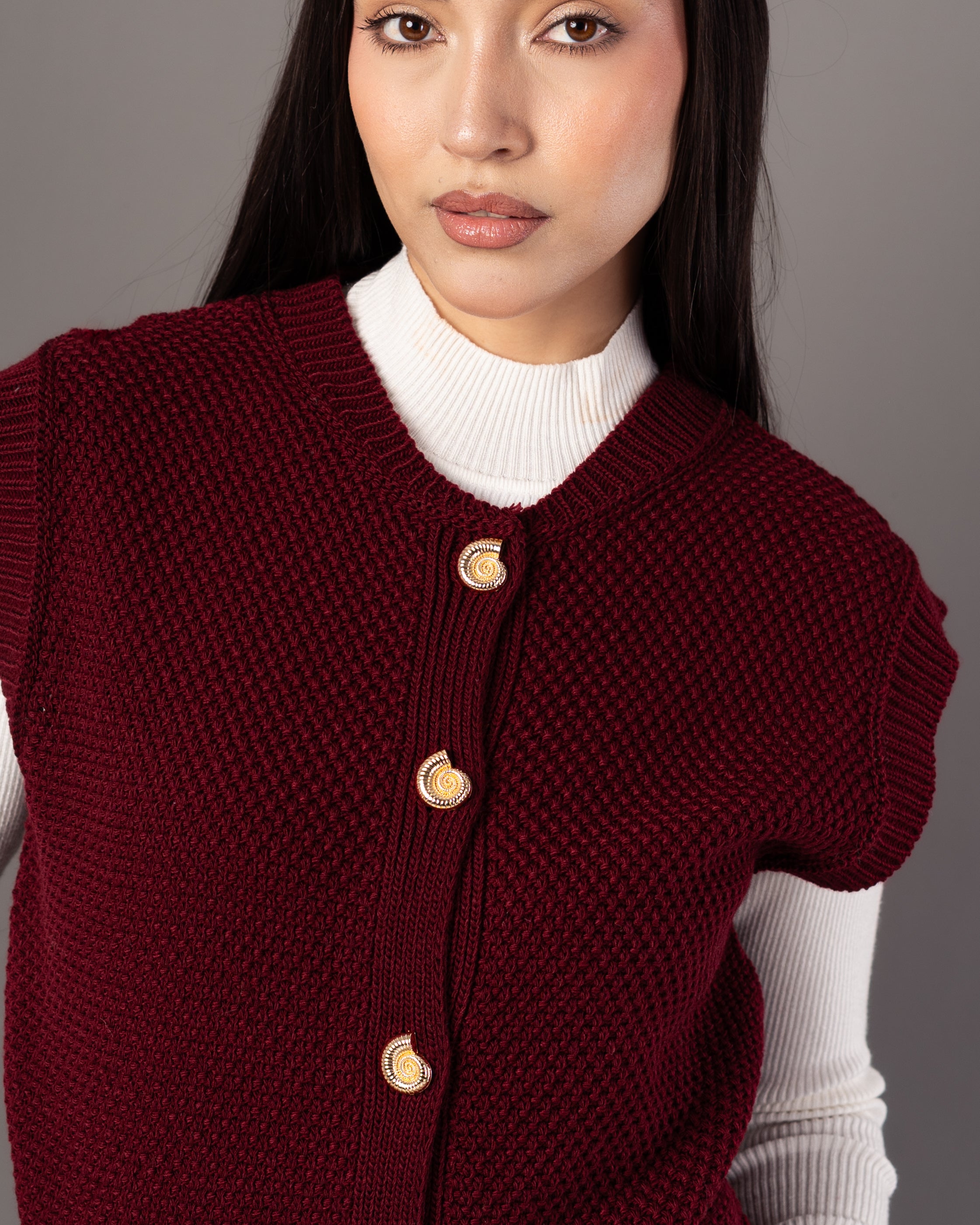 Knitwear Vest – Gold Button