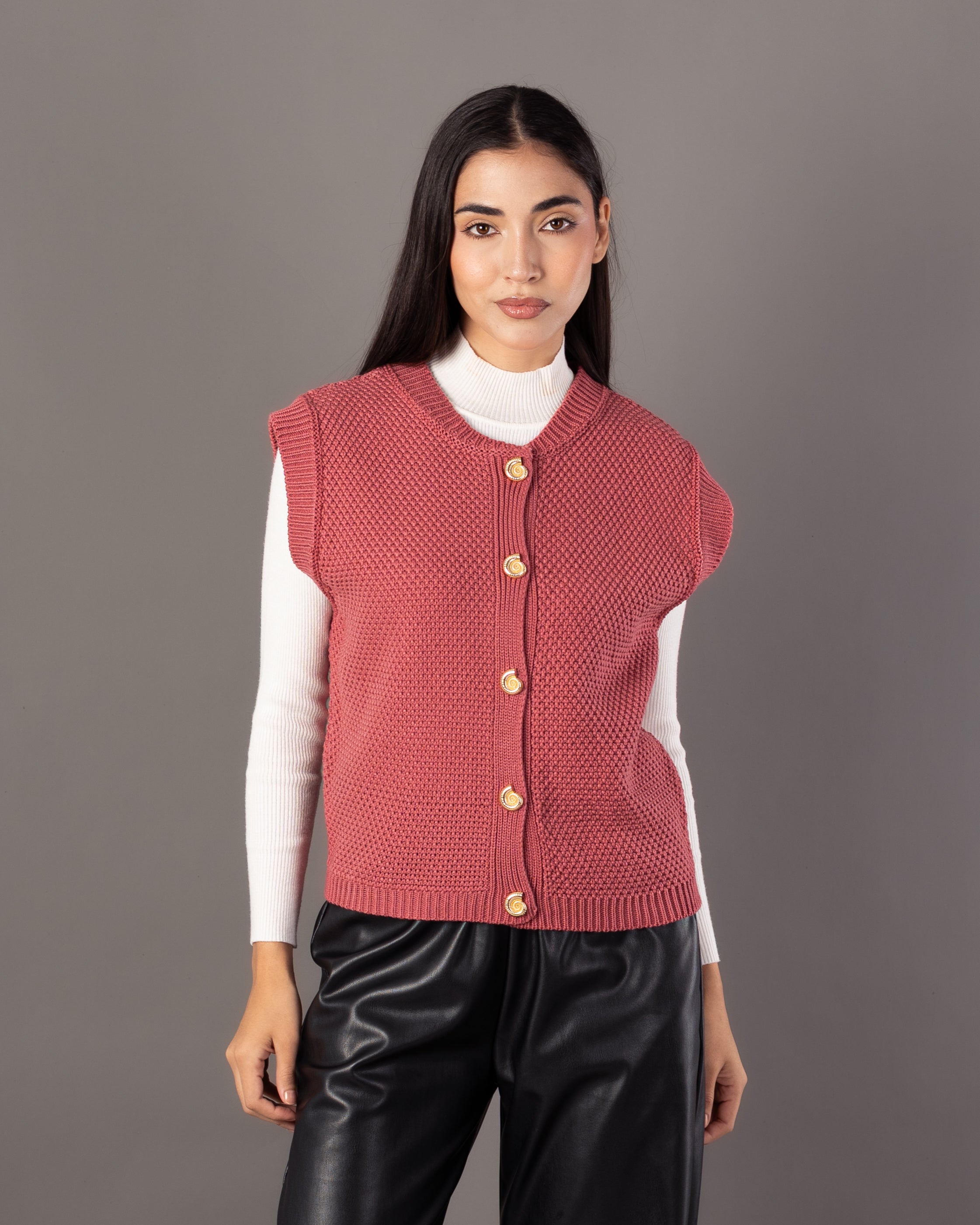 Knitwear Vest – Gold Button