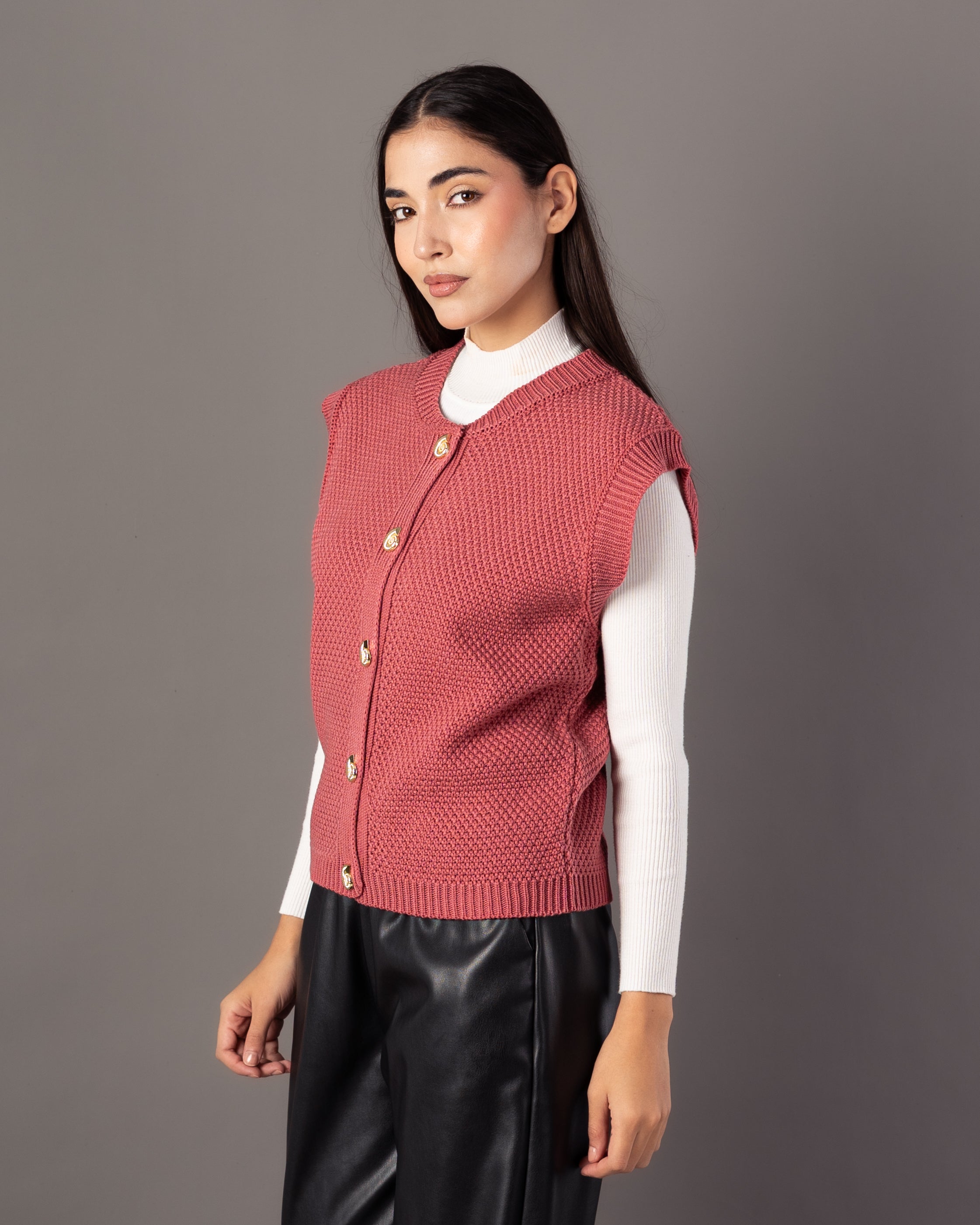 Knitwear Vest – Gold Button