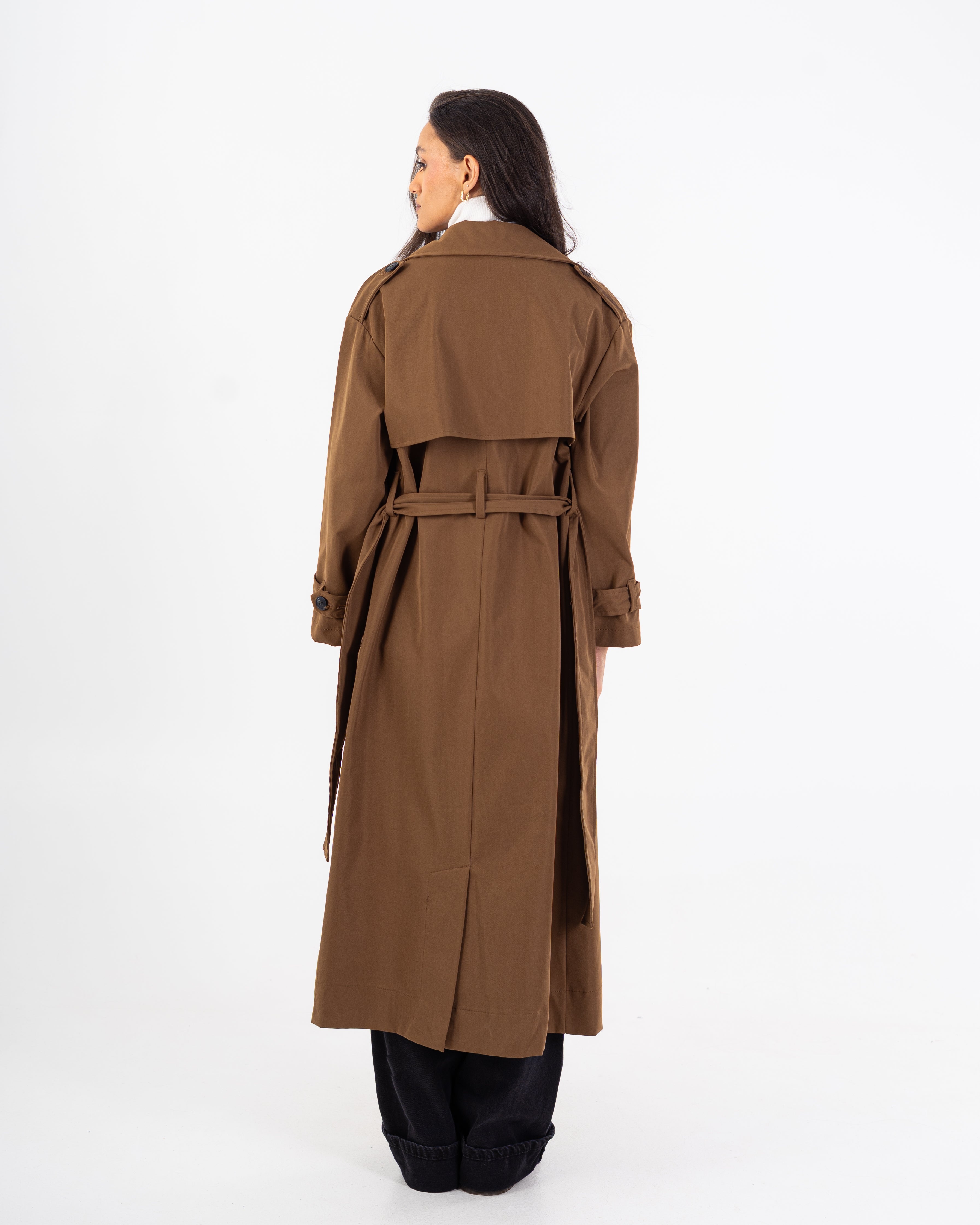 Long Trench Coat – Plain (With Belt And Buttons)