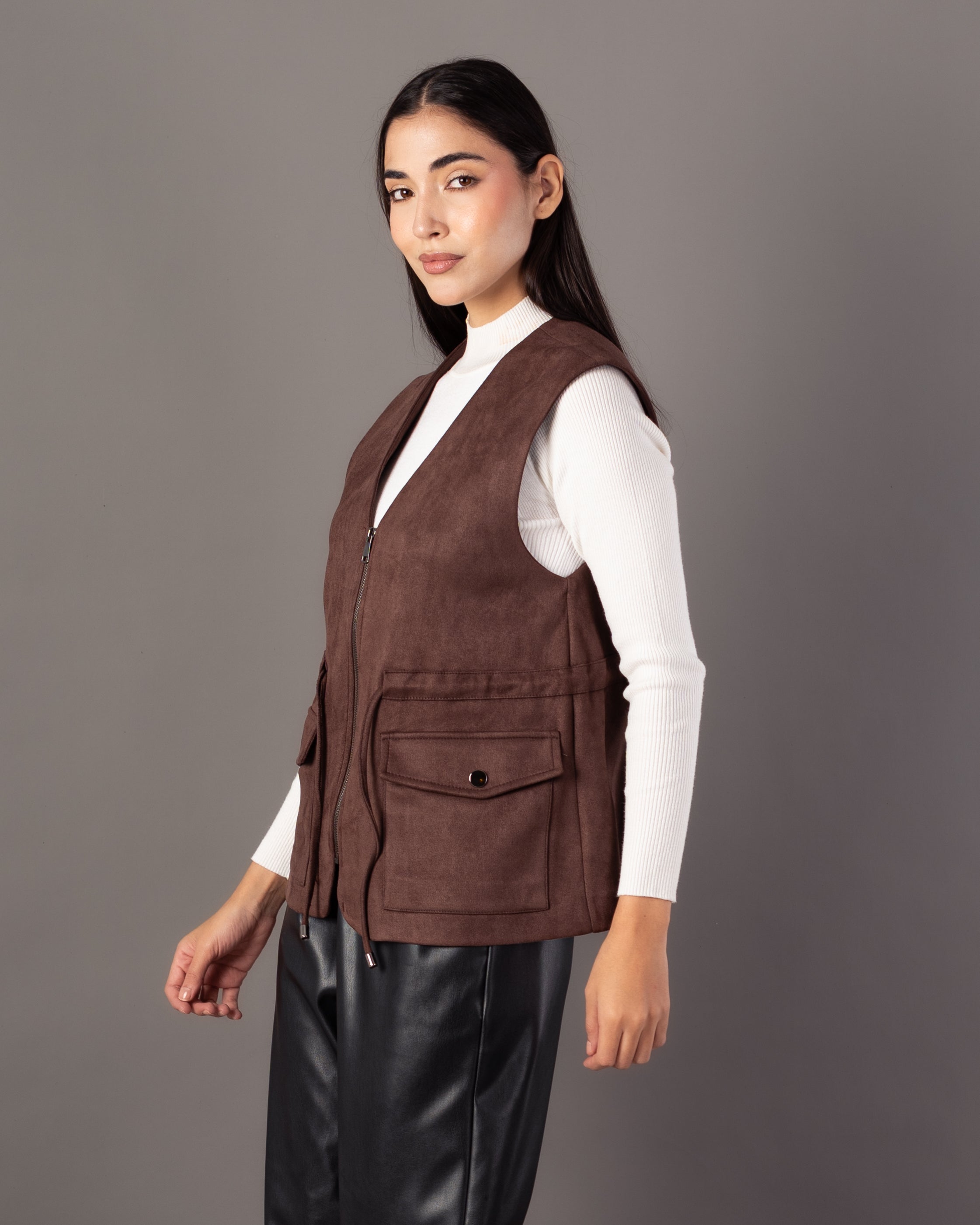 Plain Vest – Zipper (Elastic Waist, Pockets)