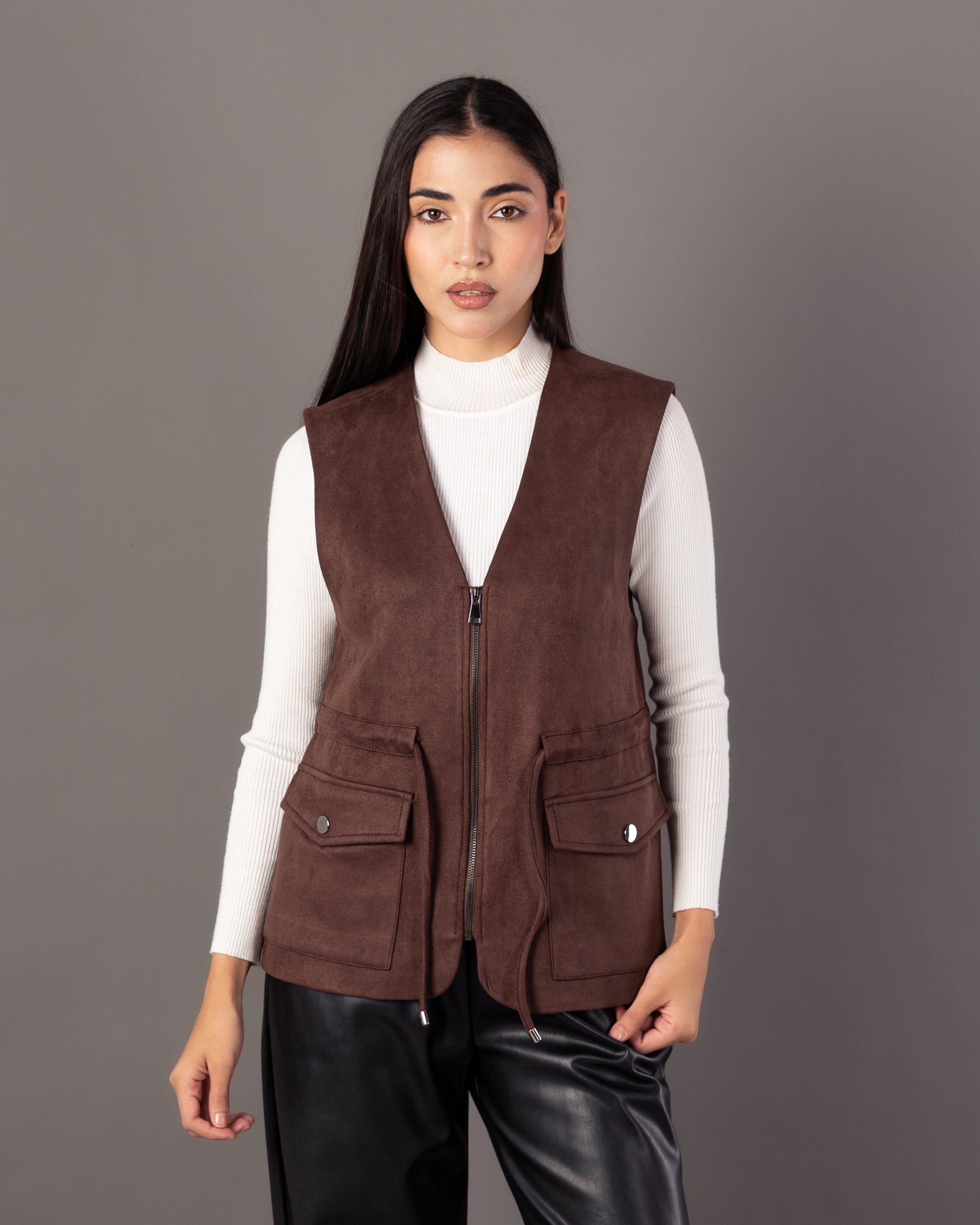 Plain Vest – Zipper (Elastic Waist, Pockets)