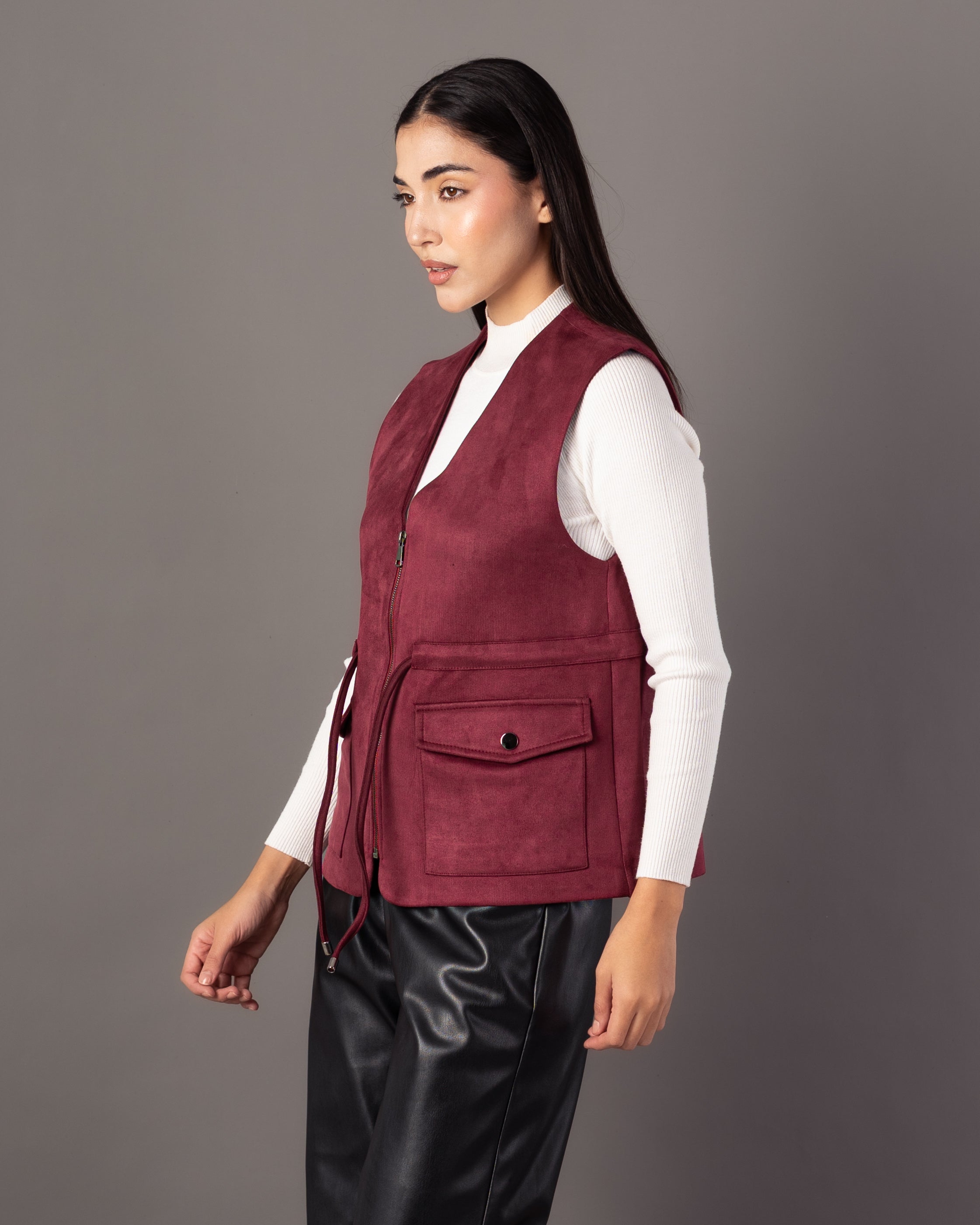 Plain Vest – Zipper (Elastic Waist, Pockets)