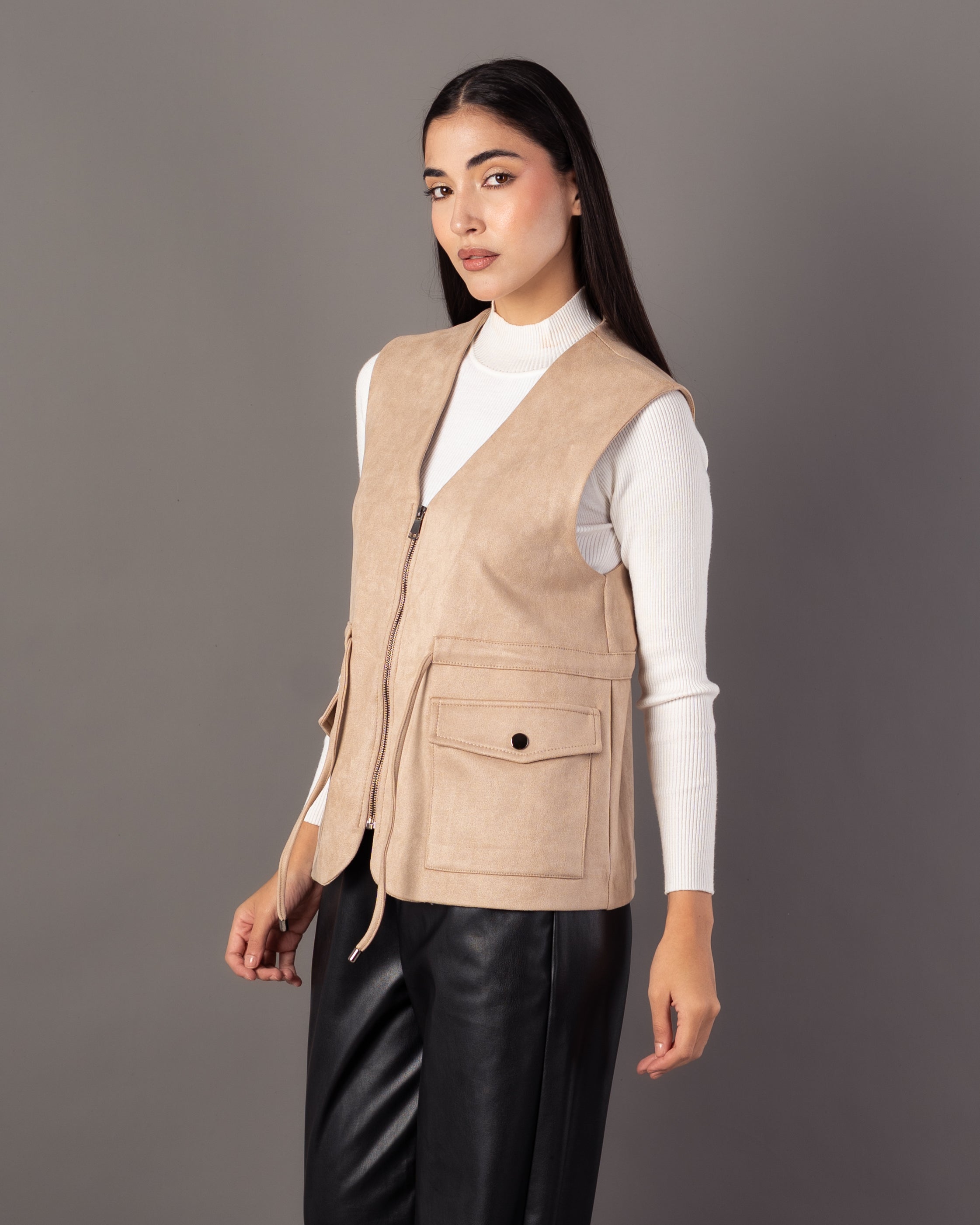 Plain Vest – Zipper (Elastic Waist, Pockets)