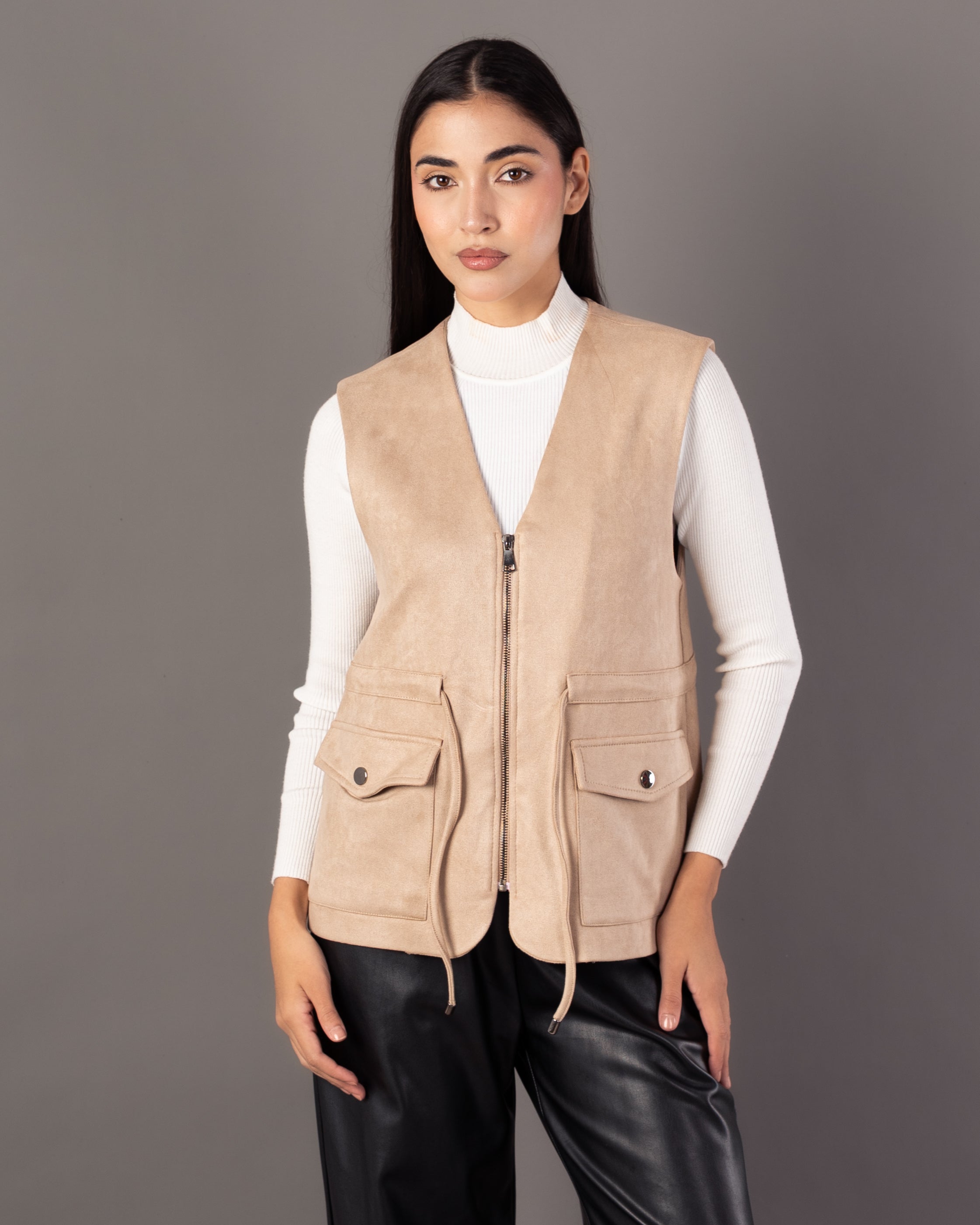Plain Vest – Zipper (Elastic Waist, Pockets)