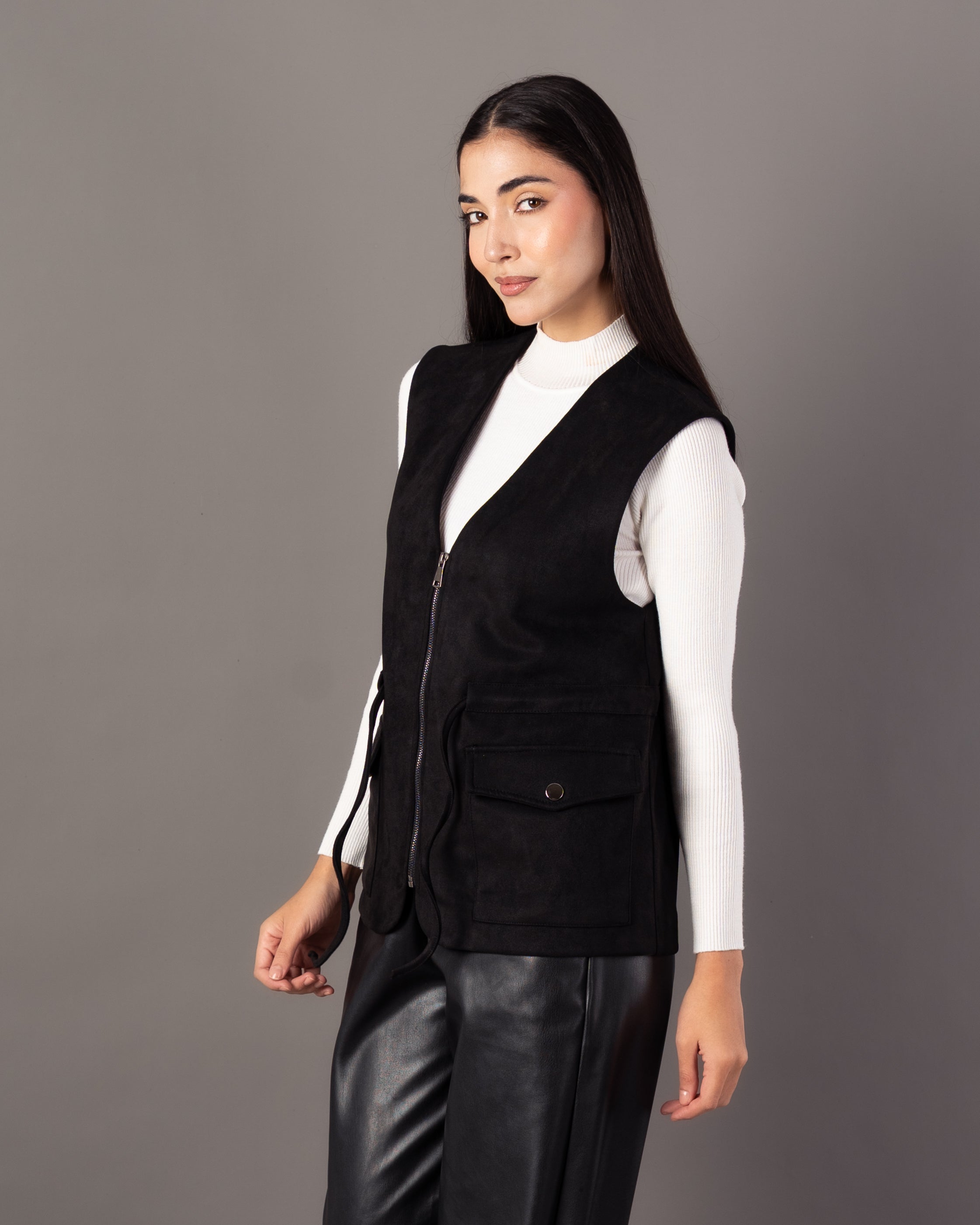 Plain Vest – Zipper (Elastic Waist, Pockets)