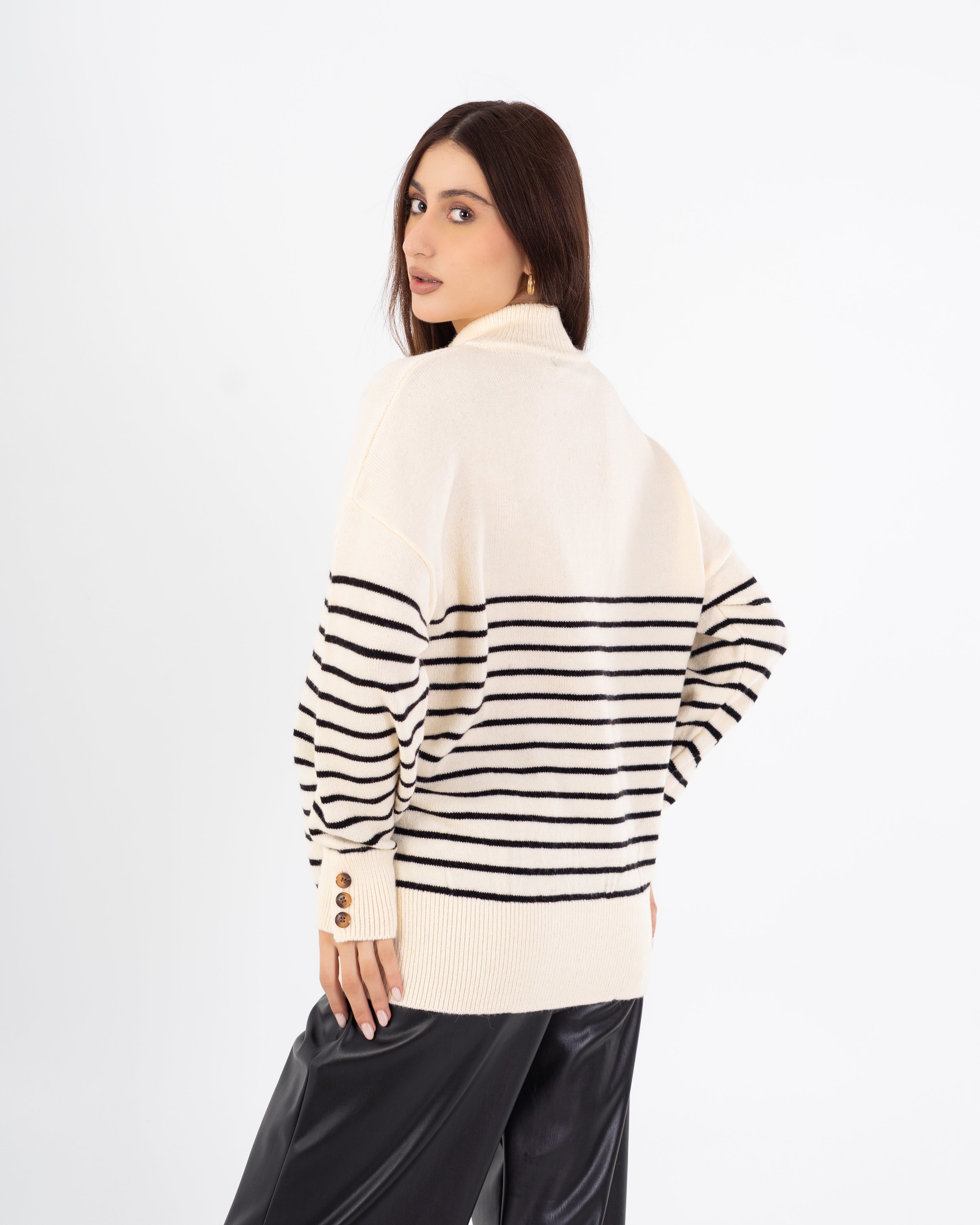 Knitwear Pullover – Button Neck (Stripes)