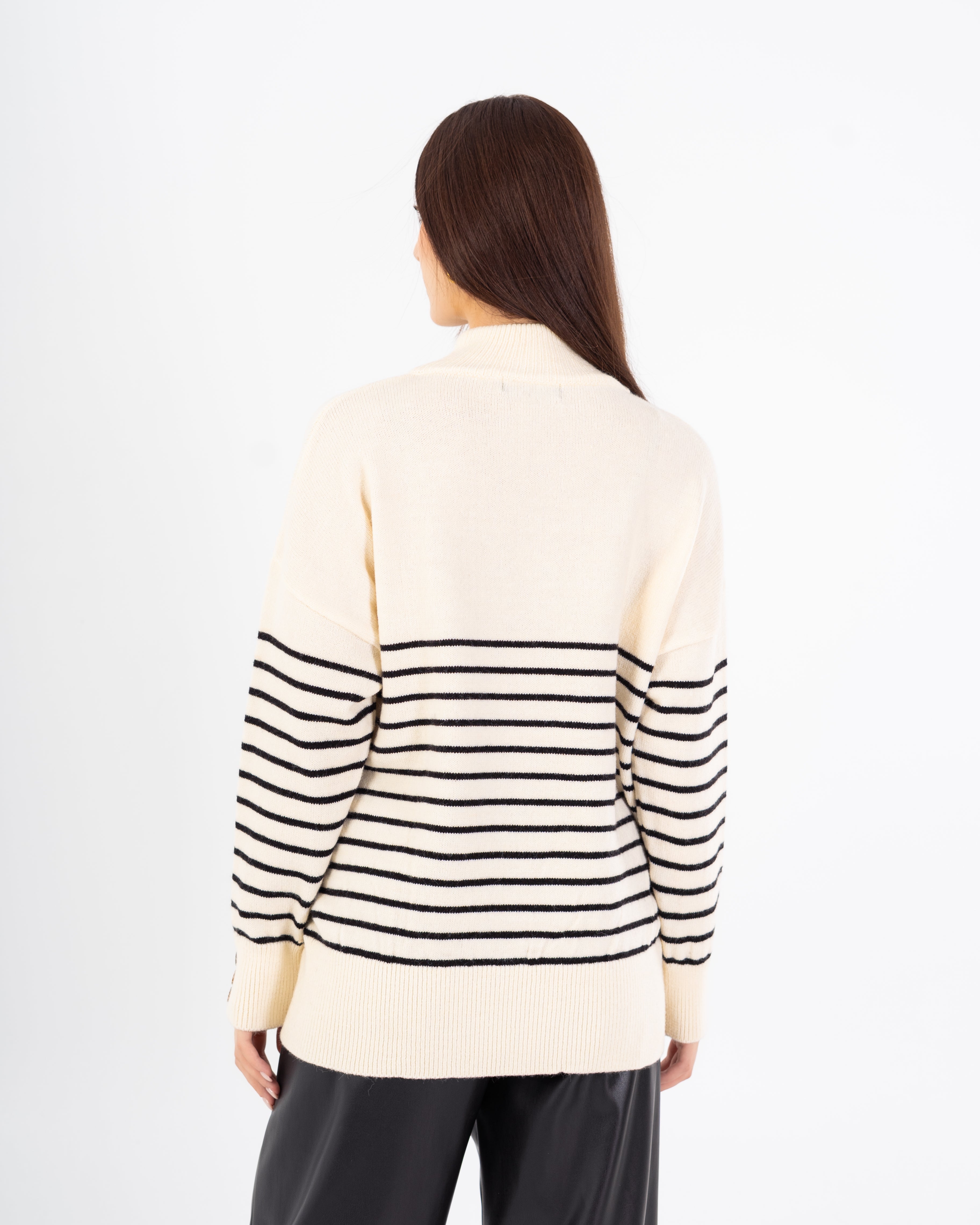 Knitwear Pullover – Button Neck (Stripes)