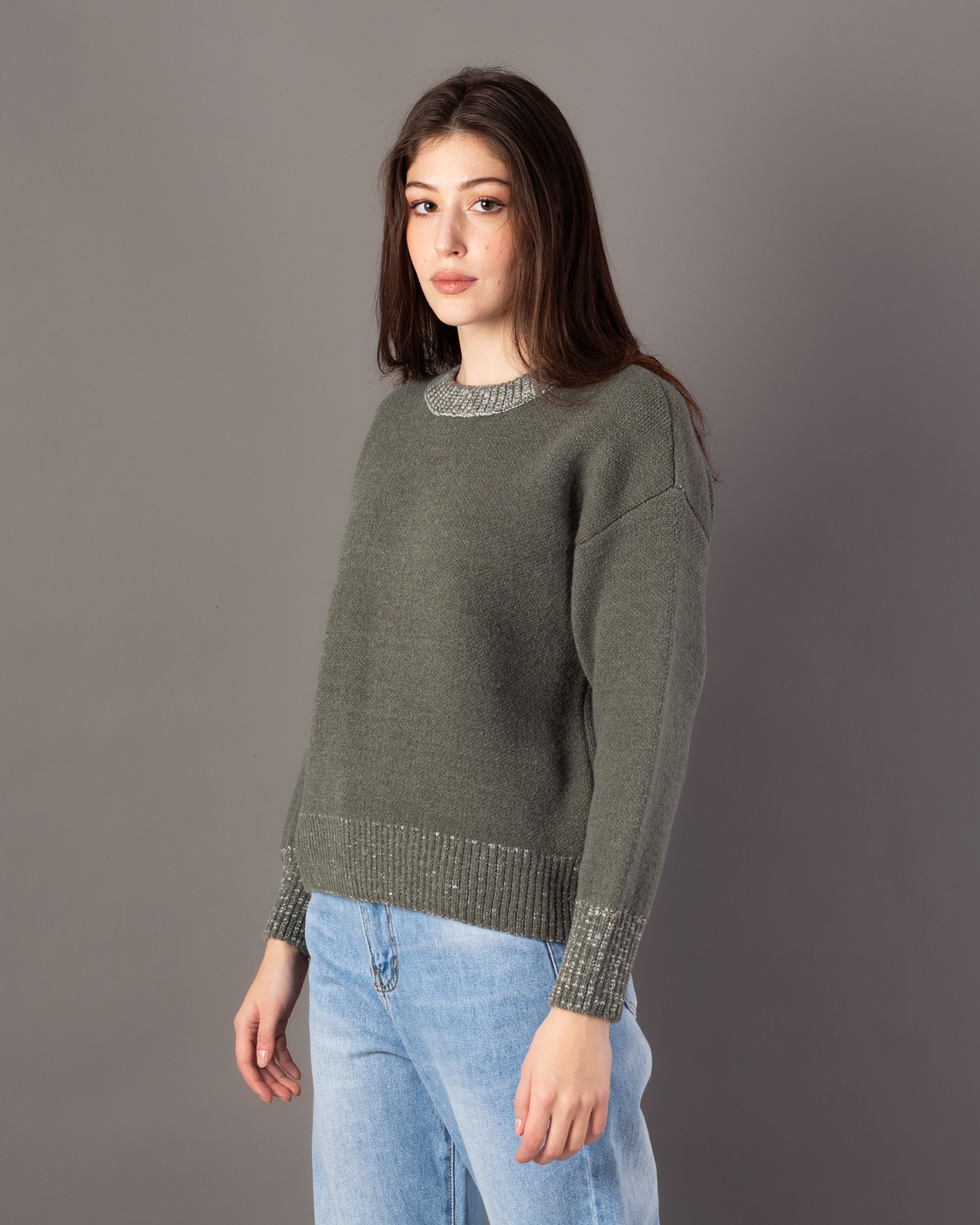 Knitwear Pullover – Colored Neck (Elastic Cuffs & Hem)