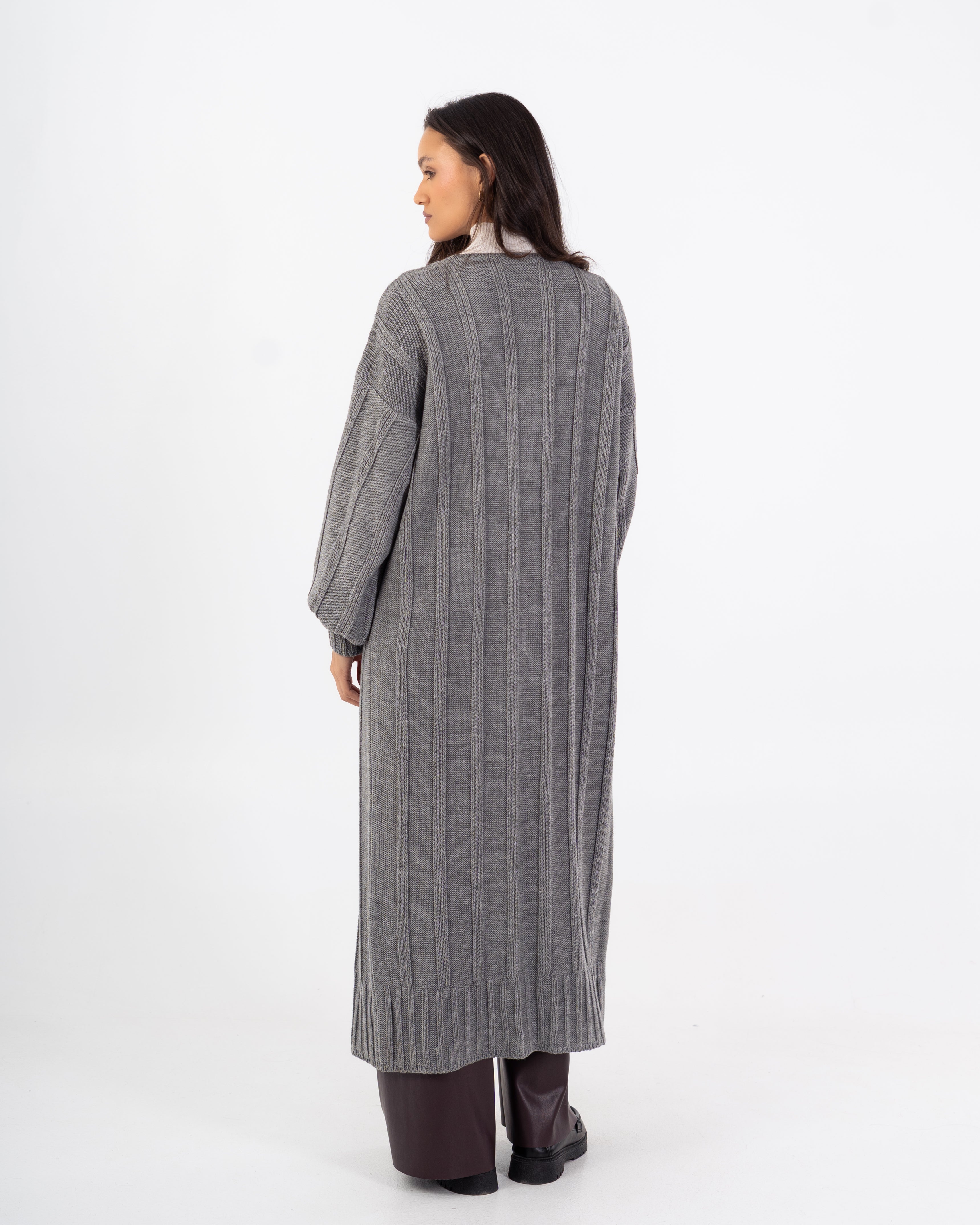 كارديجان تريكو – سادة طويل مع حزام (مفتوح)