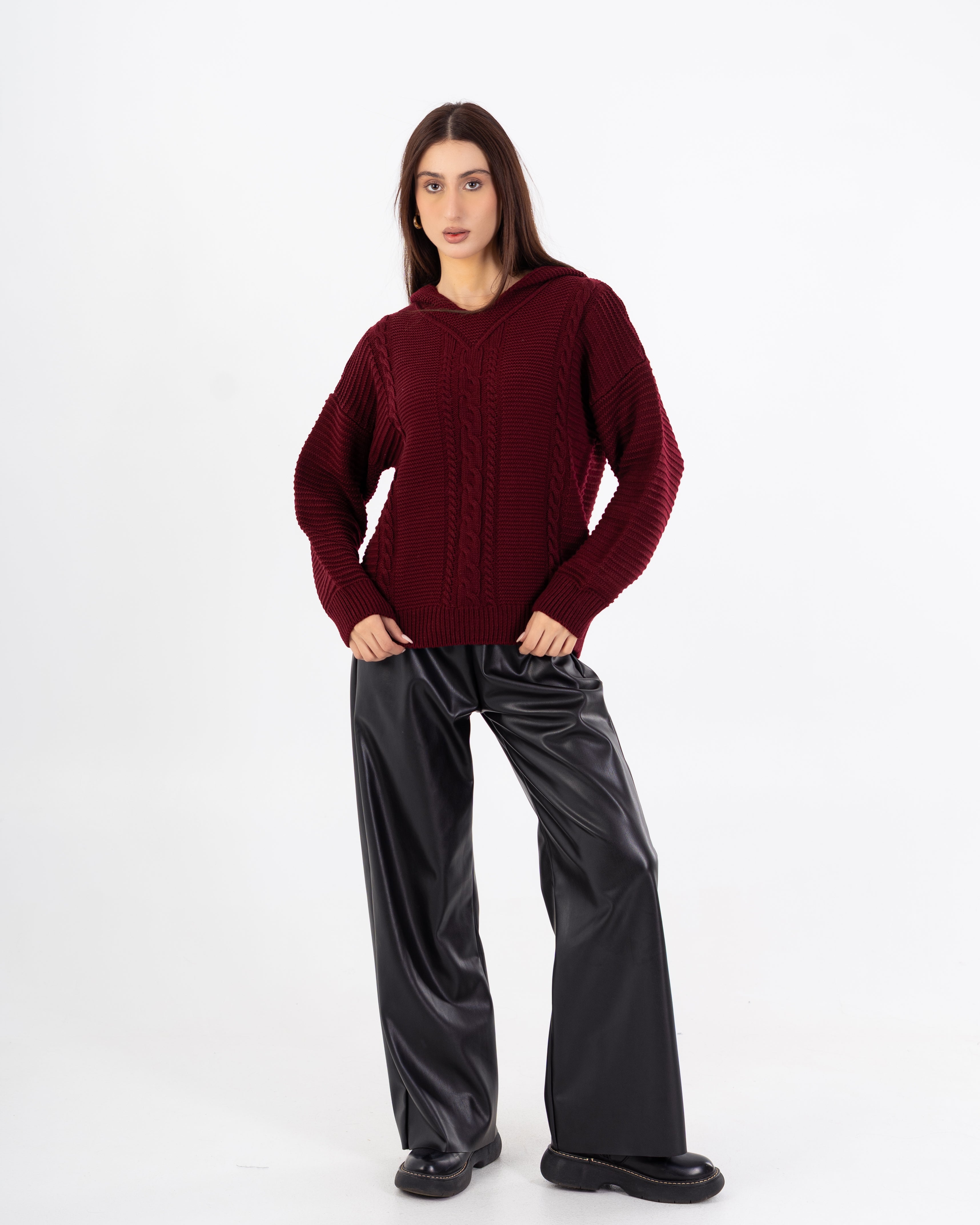 Knitwear Pullover – Hooded (Braided Chest, Plain)