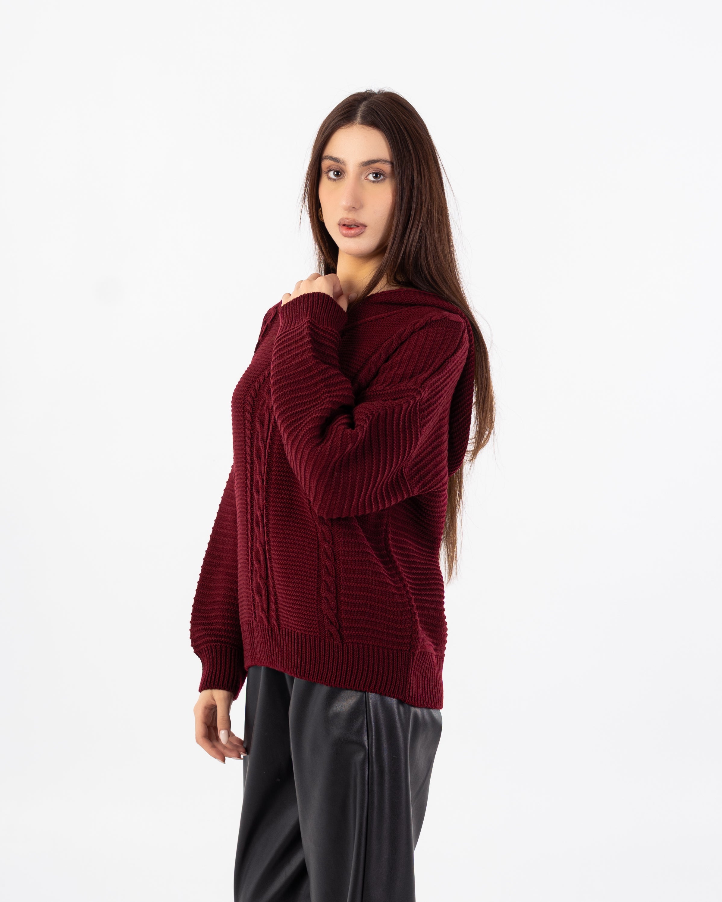 Knitwear Pullover – Hooded (Braided Chest, Plain)