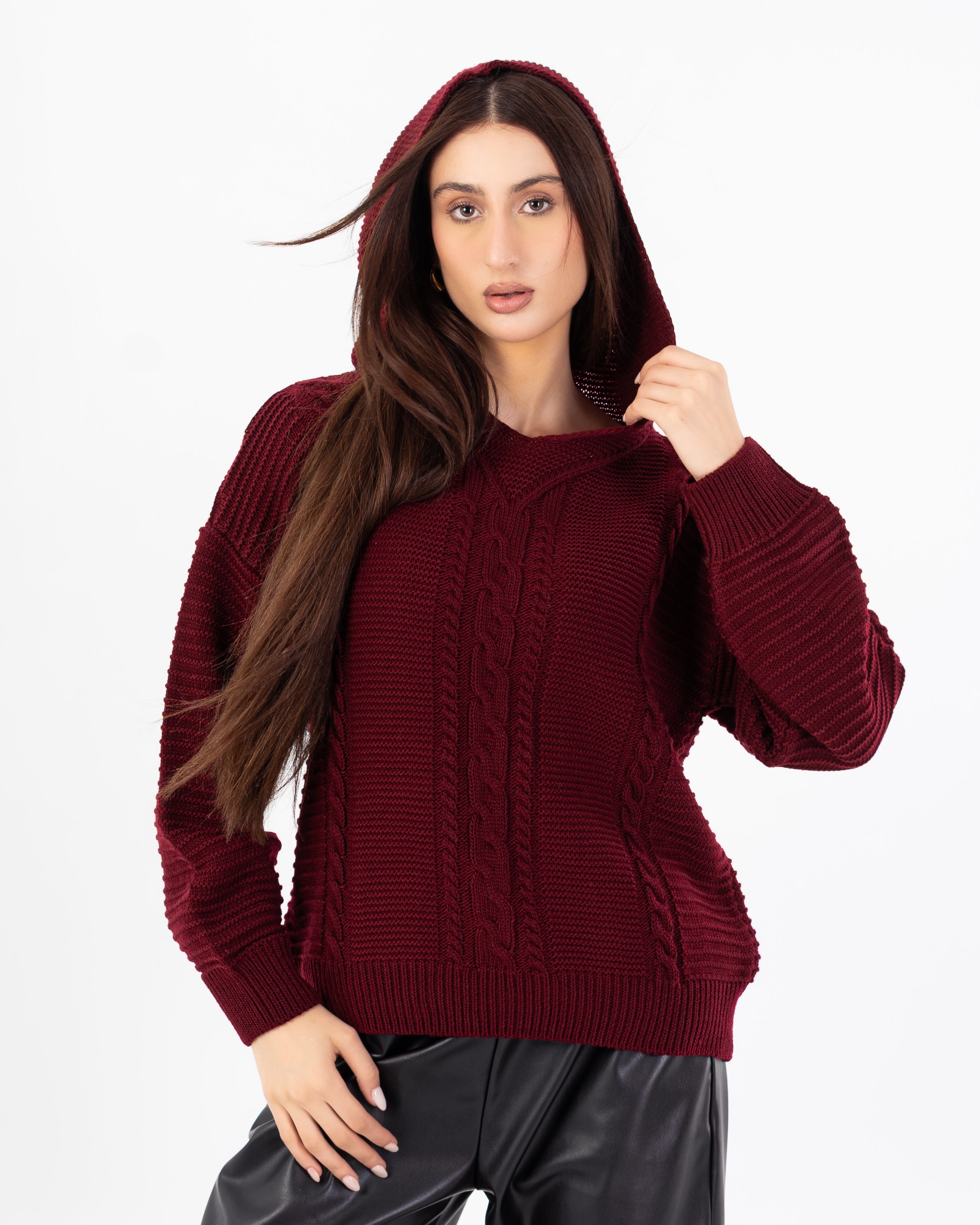 Knitwear Pullover – Hooded (Braided Chest, Plain)