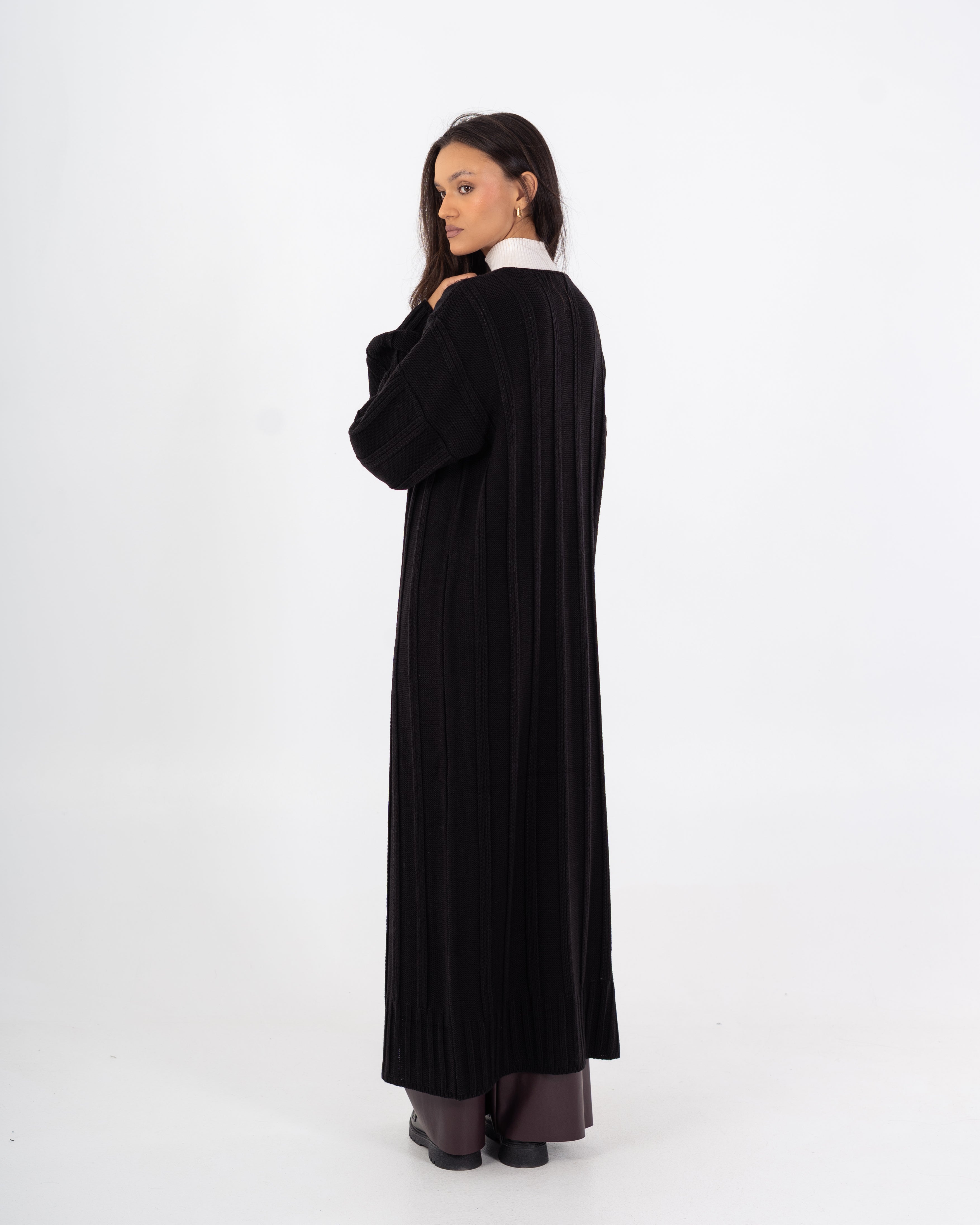 كارديجان تريكو – سادة طويل مع حزام (مفتوح)