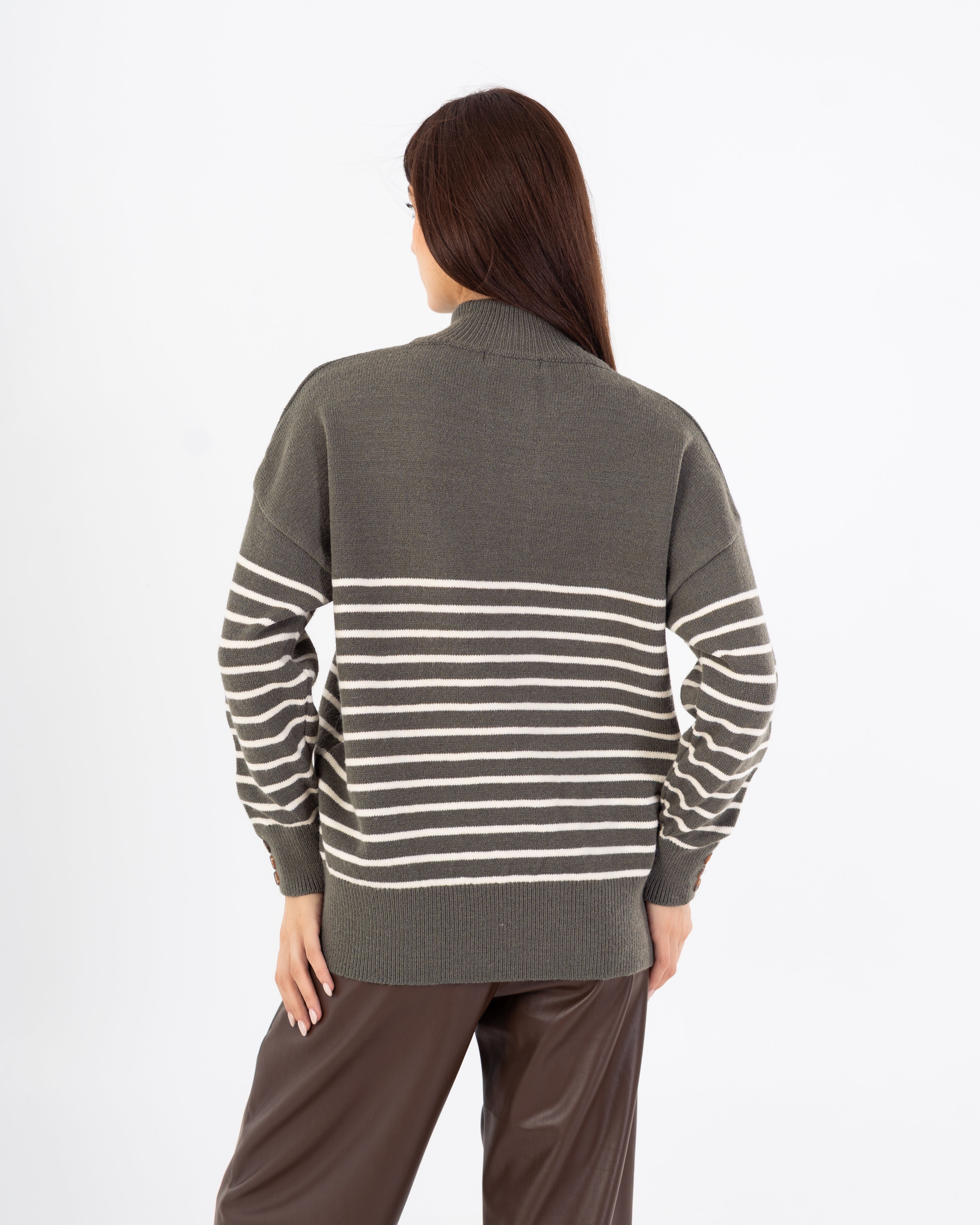 Knitwear Pullover – Button Neck (Stripes)