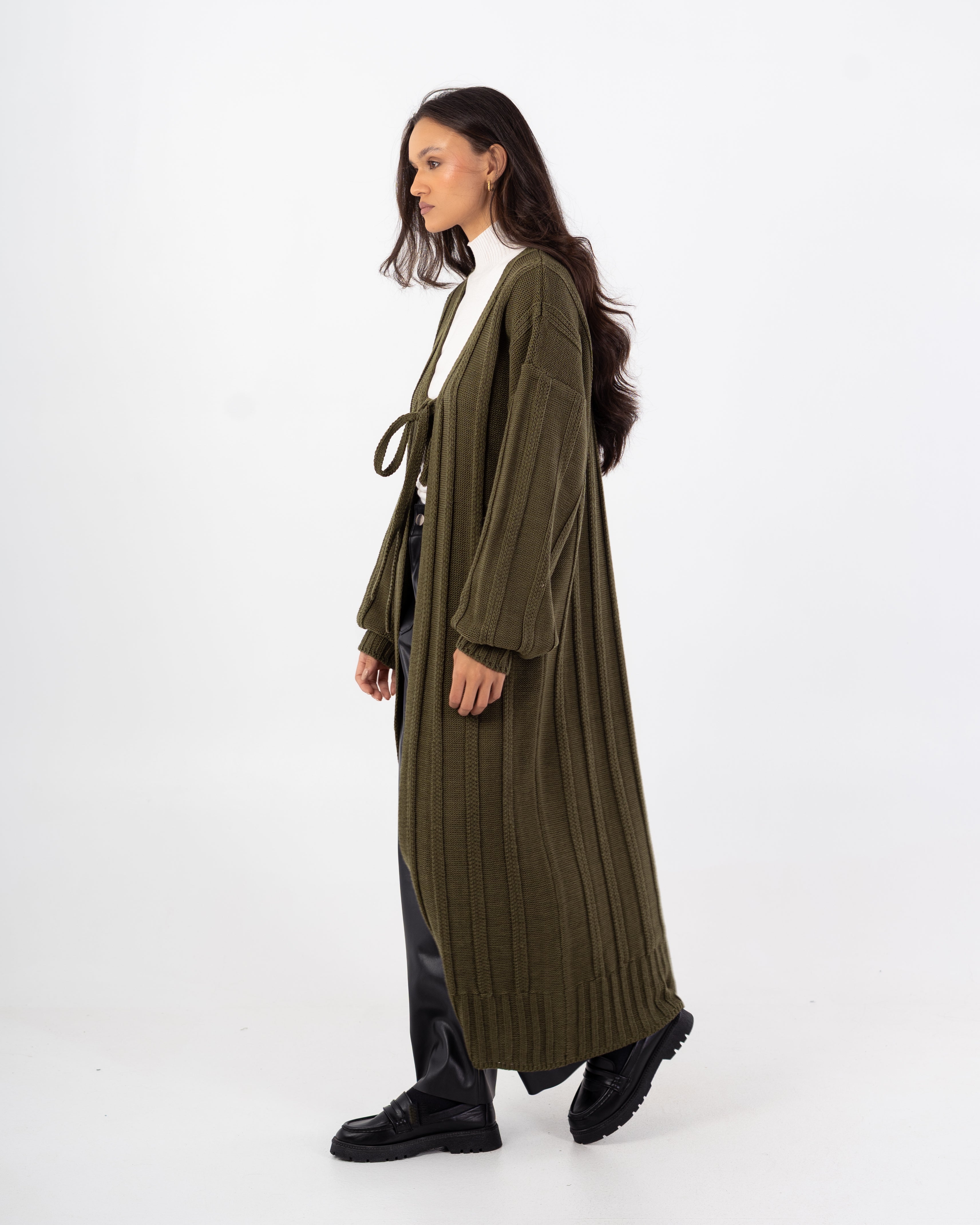 كارديجان تريكو – سادة طويل مع حزام (مفتوح)