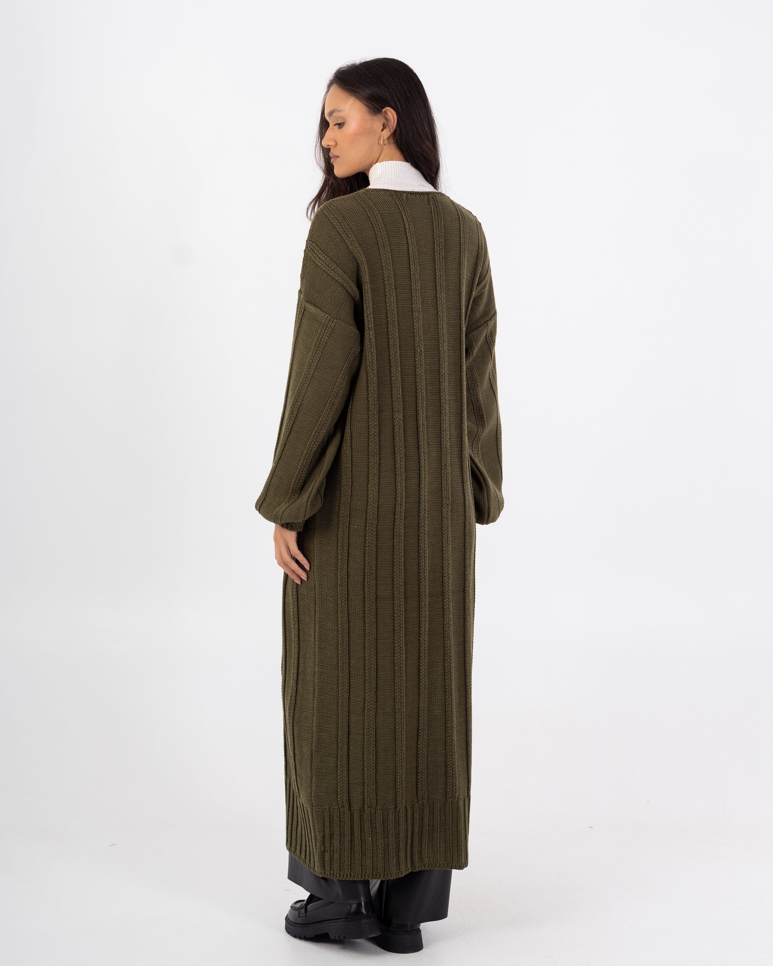 كارديجان تريكو – سادة طويل مع حزام (مفتوح)