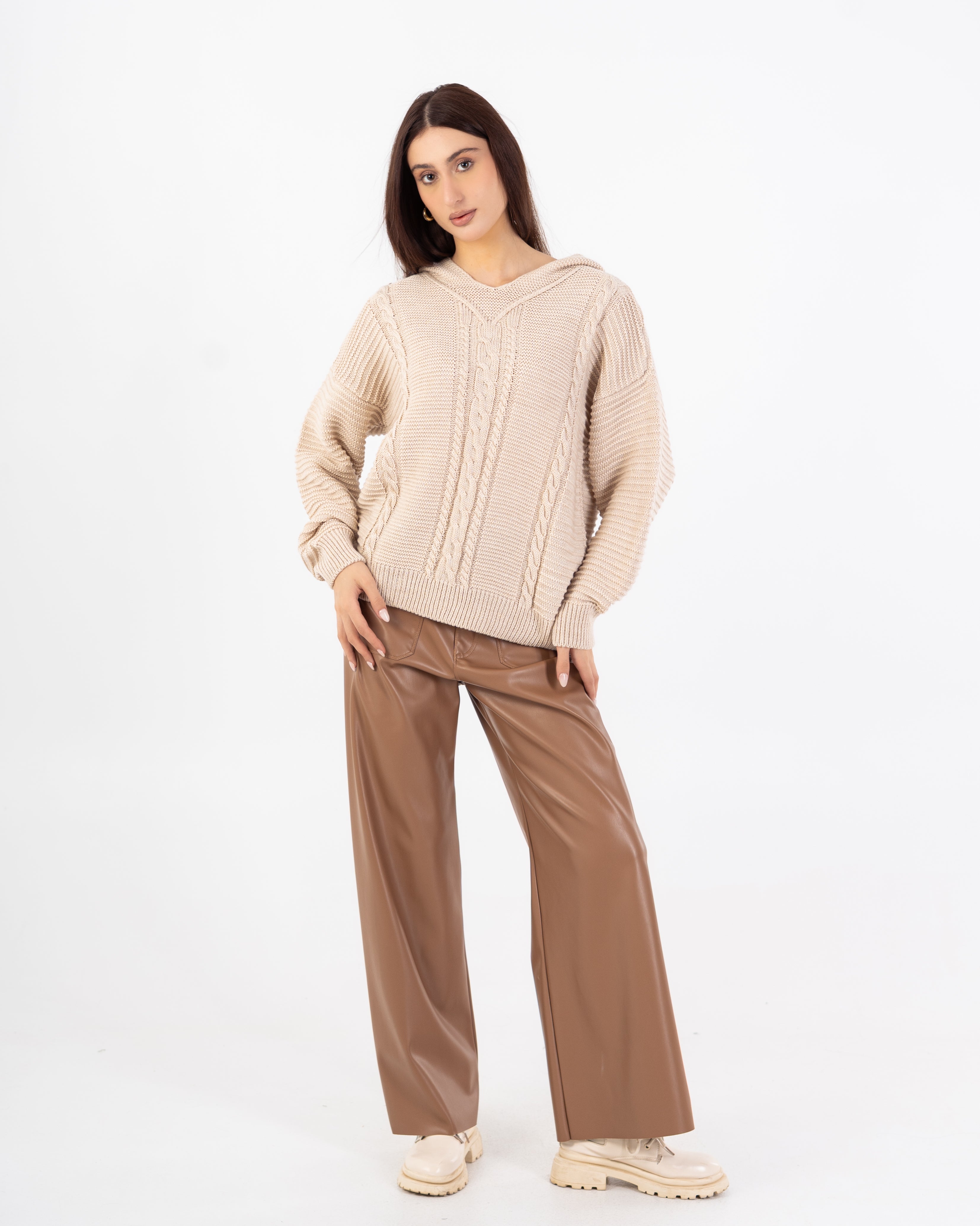 Knitwear Pullover – Hooded (Braided Chest, Plain)