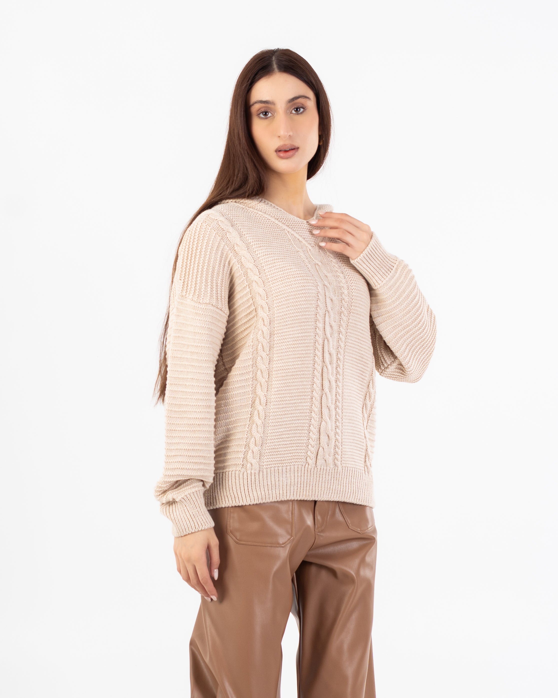 Knitwear Pullover – Hooded (Braided Chest, Plain)