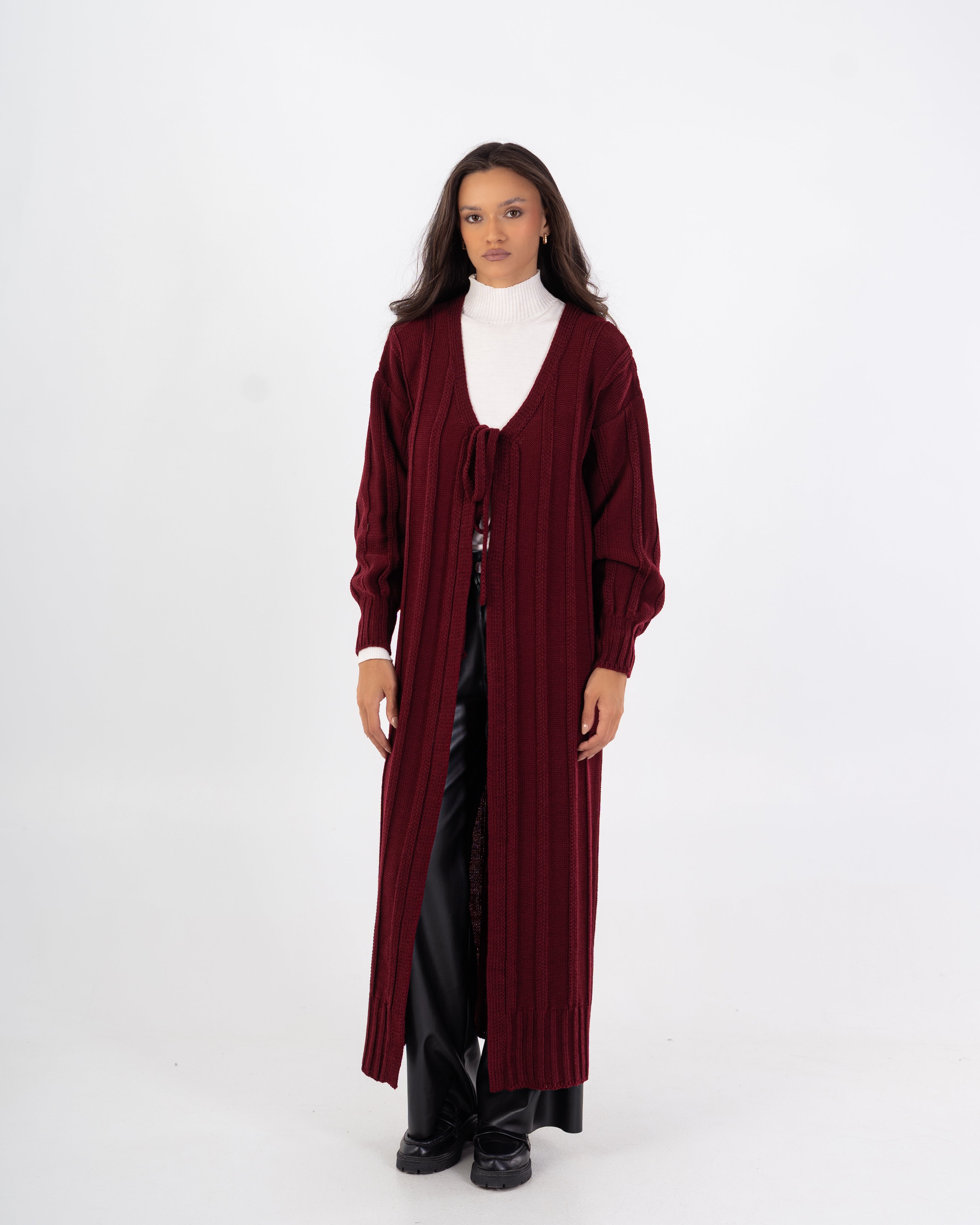 كارديجان تريكو – سادة طويل مع حزام (مفتوح)