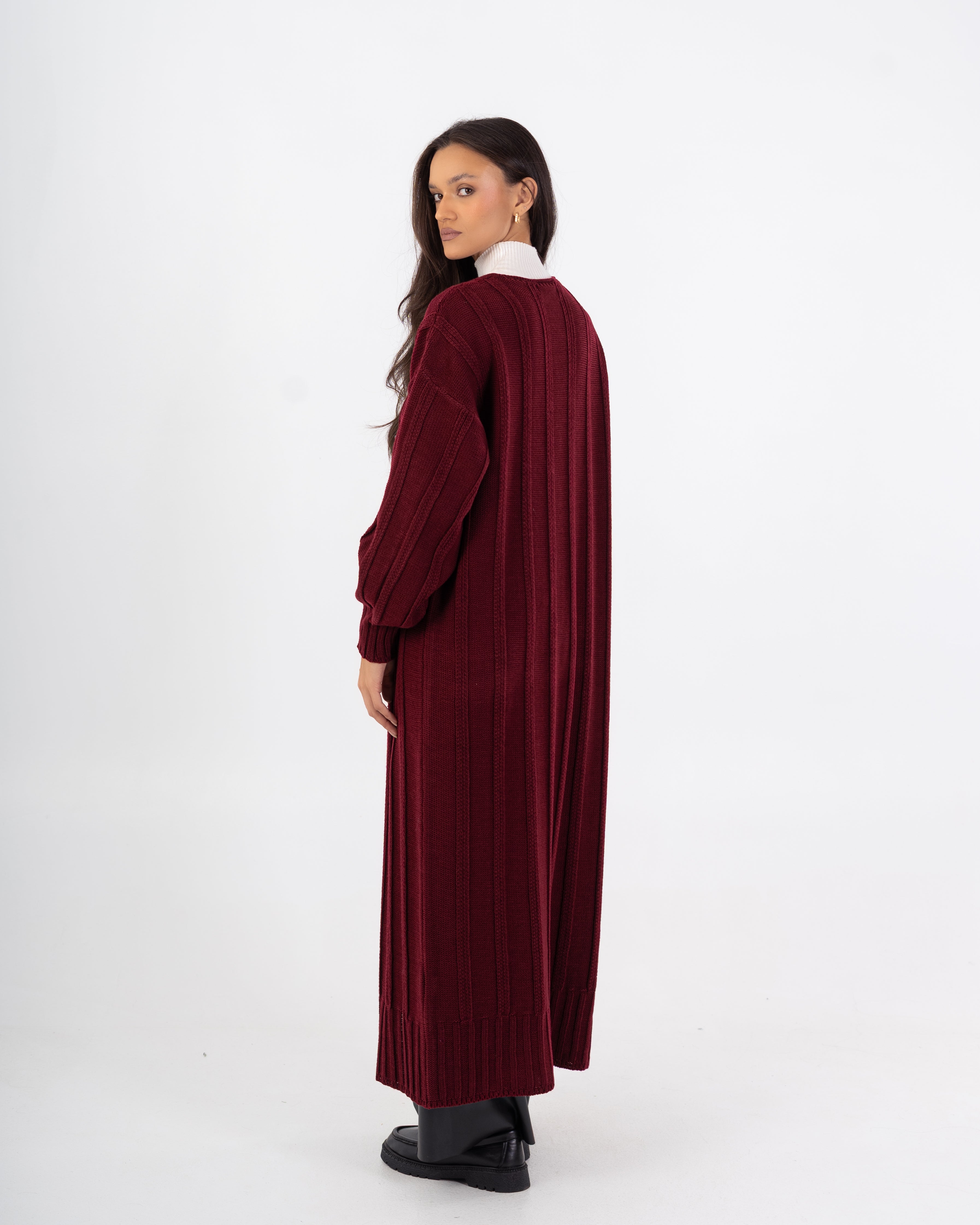 كارديجان تريكو – سادة طويل مع حزام (مفتوح)