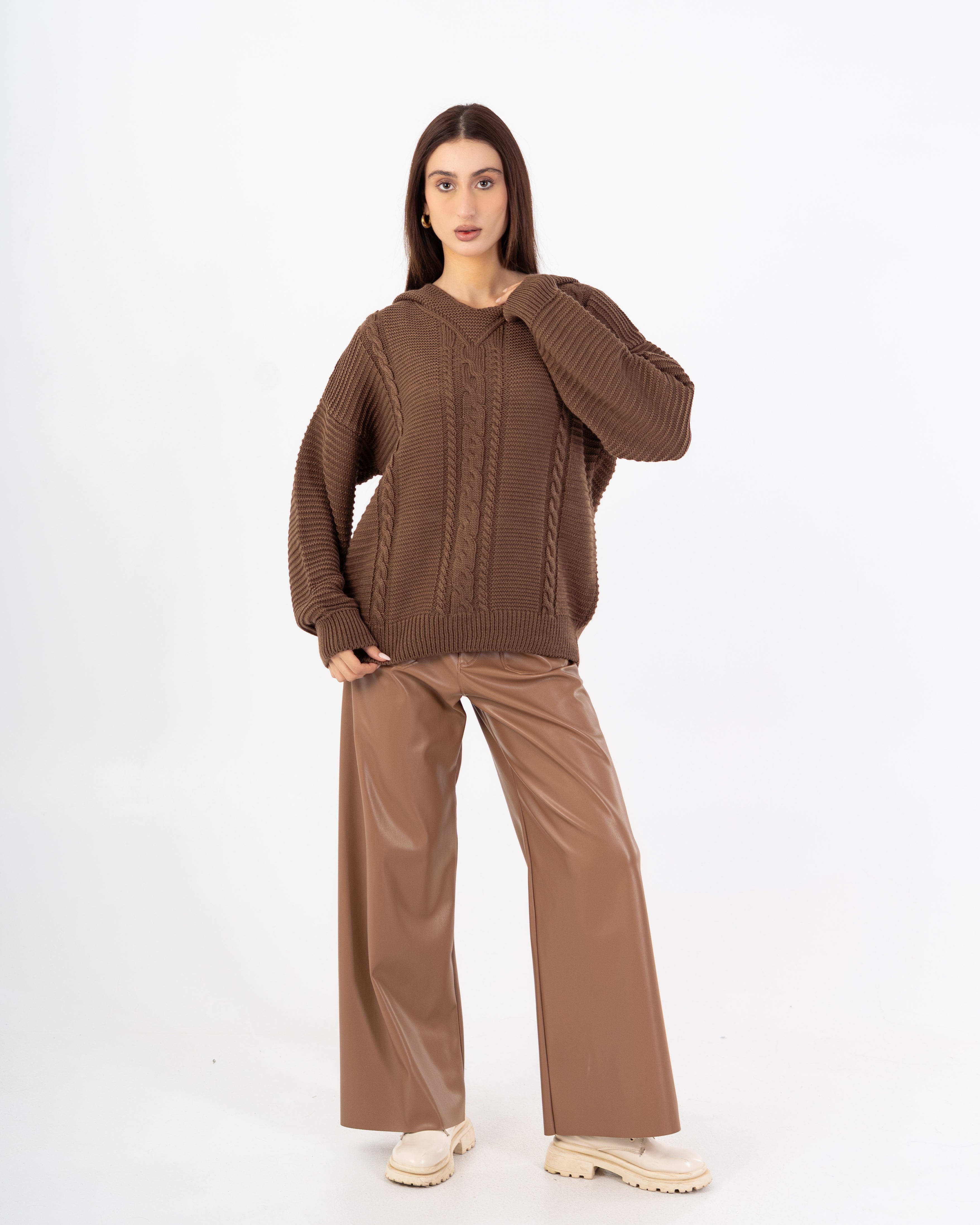 Knitwear Pullover – Hooded (Braided Chest, Plain)