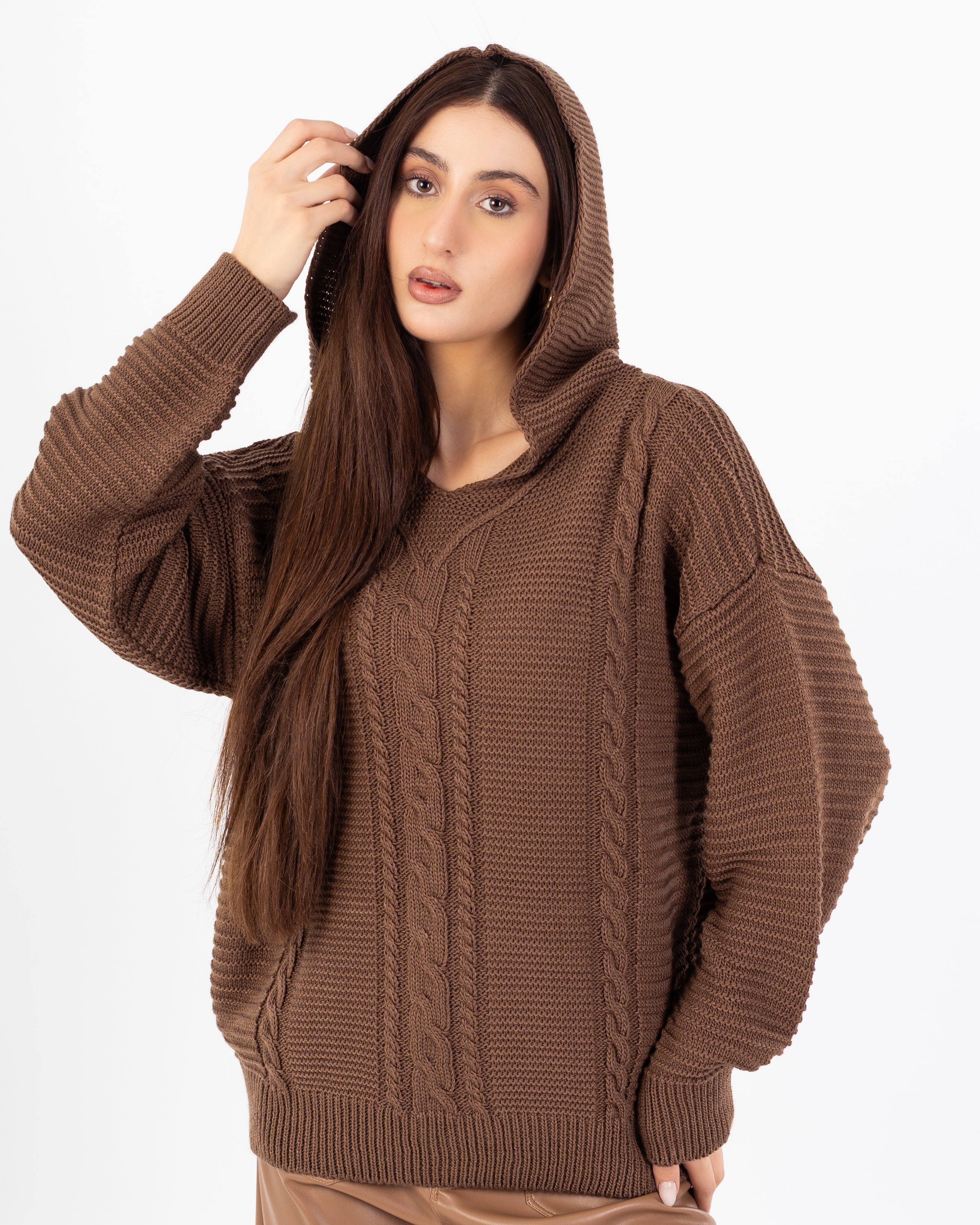 Knitwear Pullover – Hooded (Braided Chest, Plain)