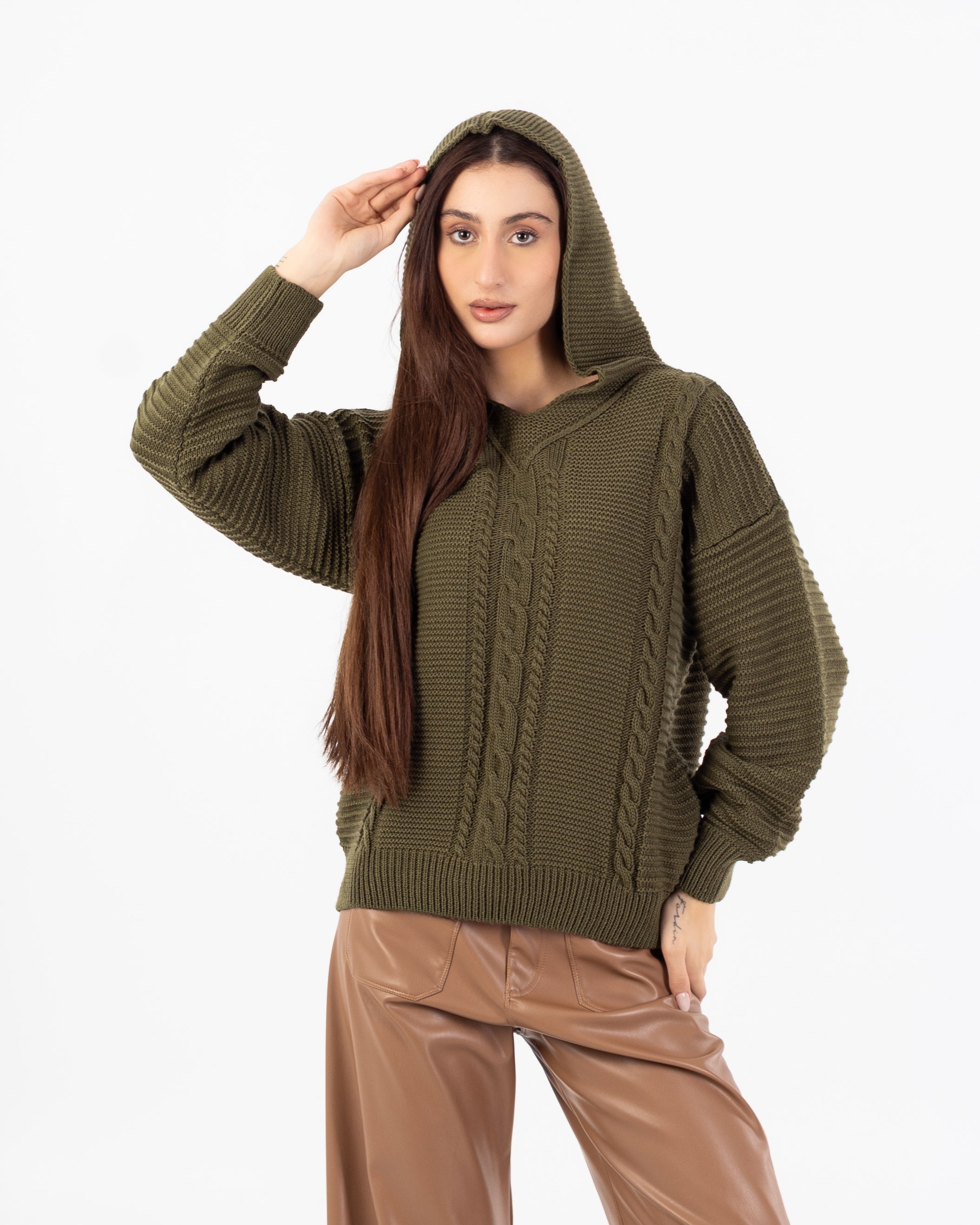 Knitwear Pullover – Hooded (Braided Chest, Plain)