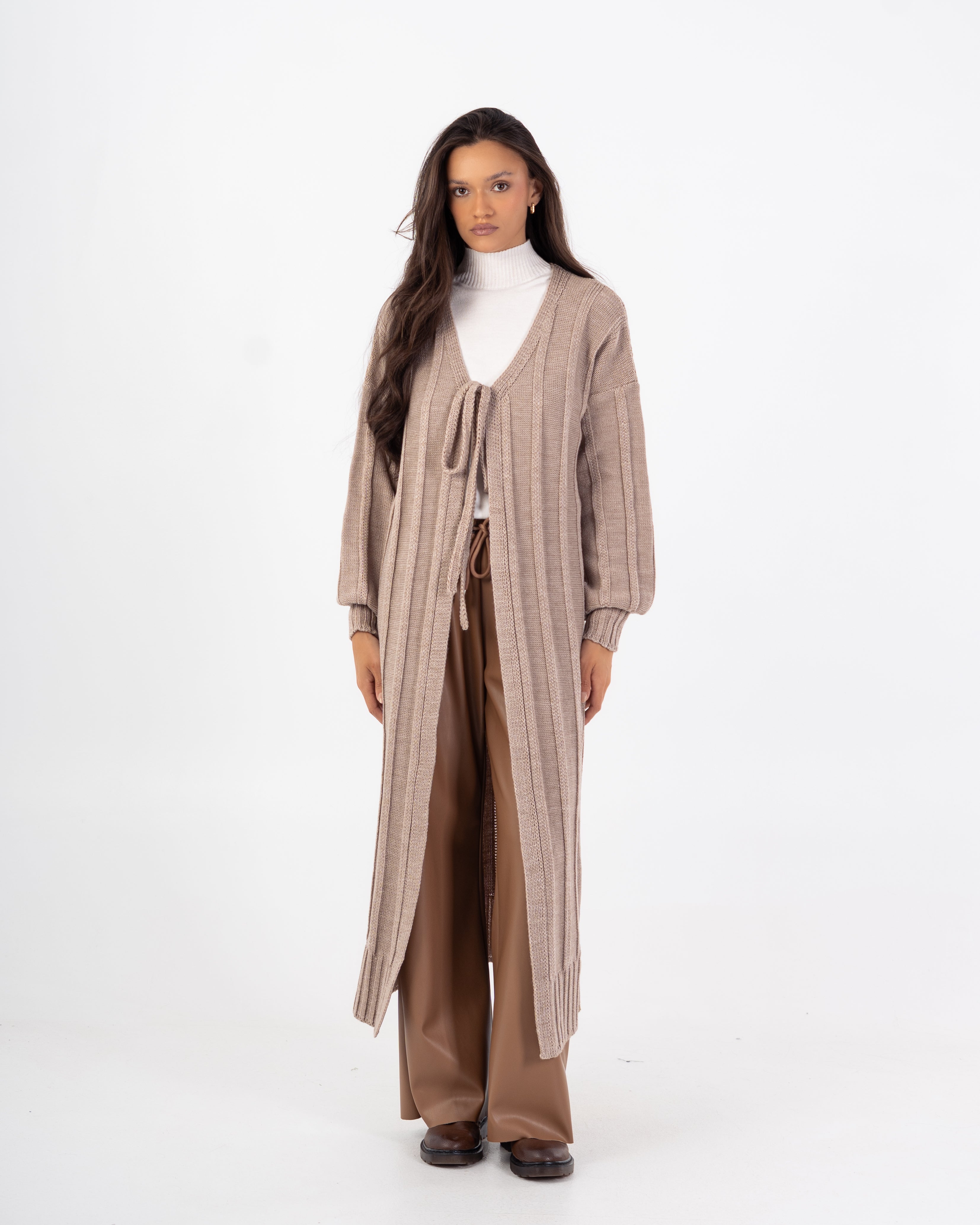كارديجان تريكو – سادة طويل مع حزام (مفتوح)
