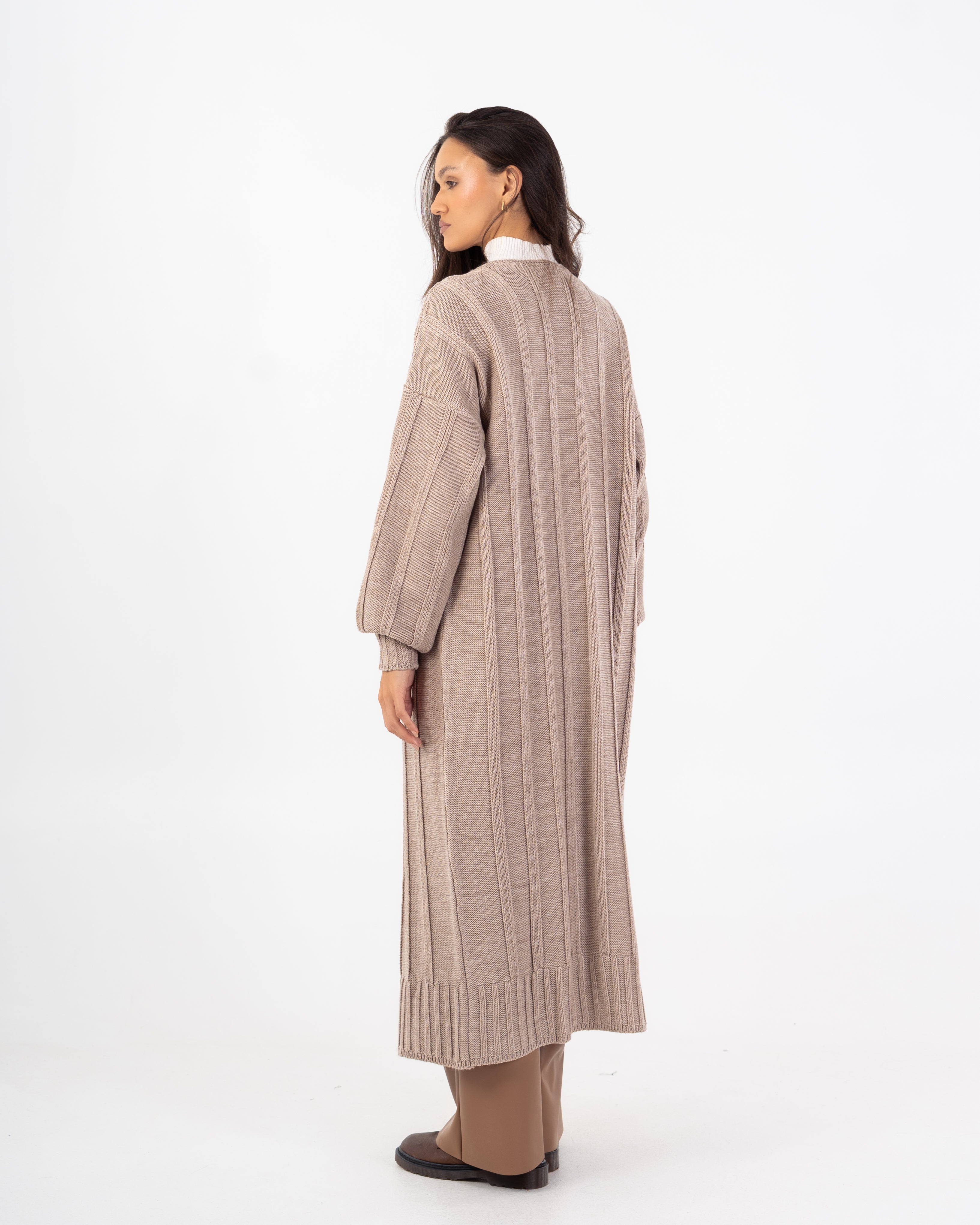 كارديجان تريكو – سادة طويل مع حزام (مفتوح)