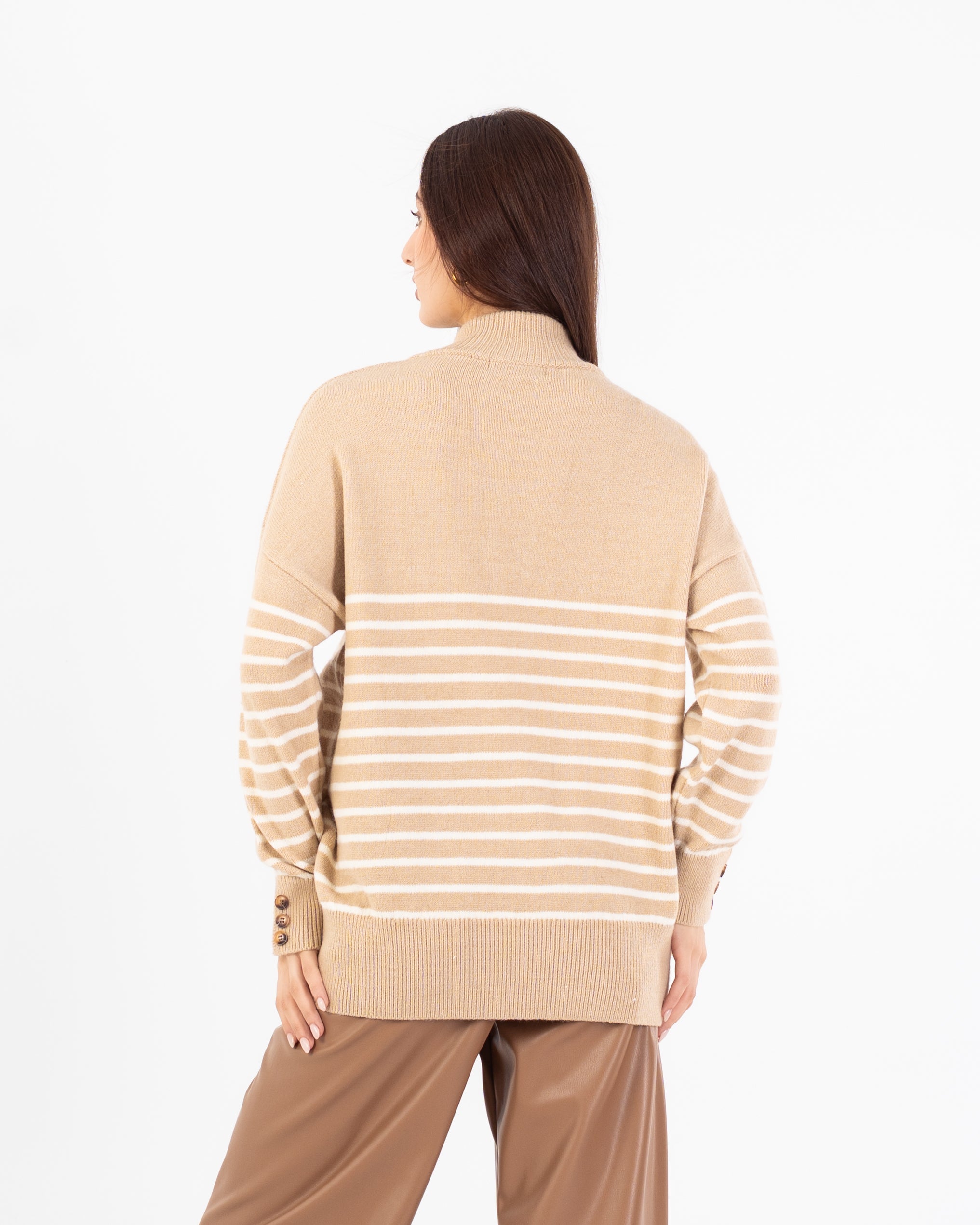 Knitwear Pullover – Button Neck (Stripes)