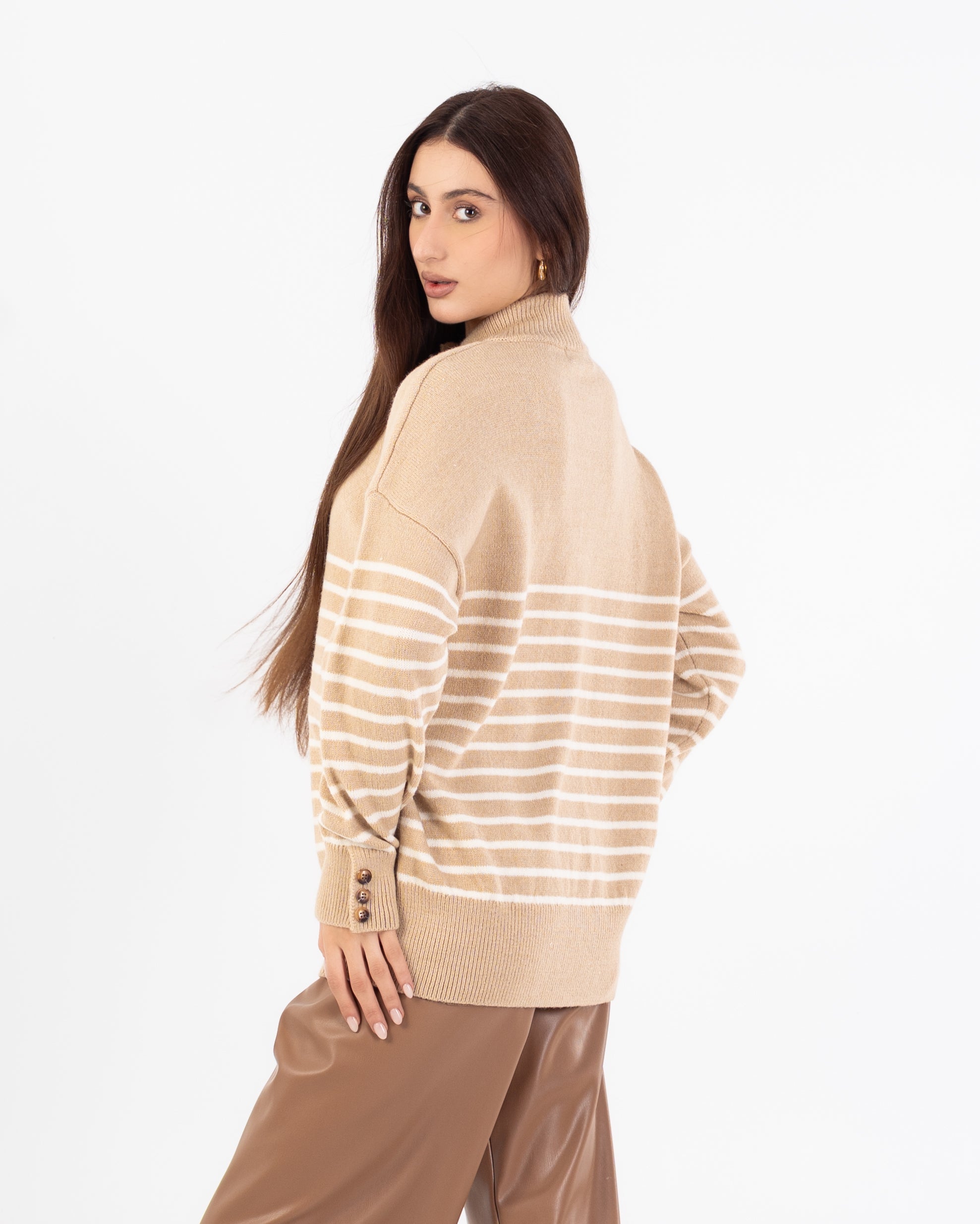 Knitwear Pullover – Button Neck (Stripes)