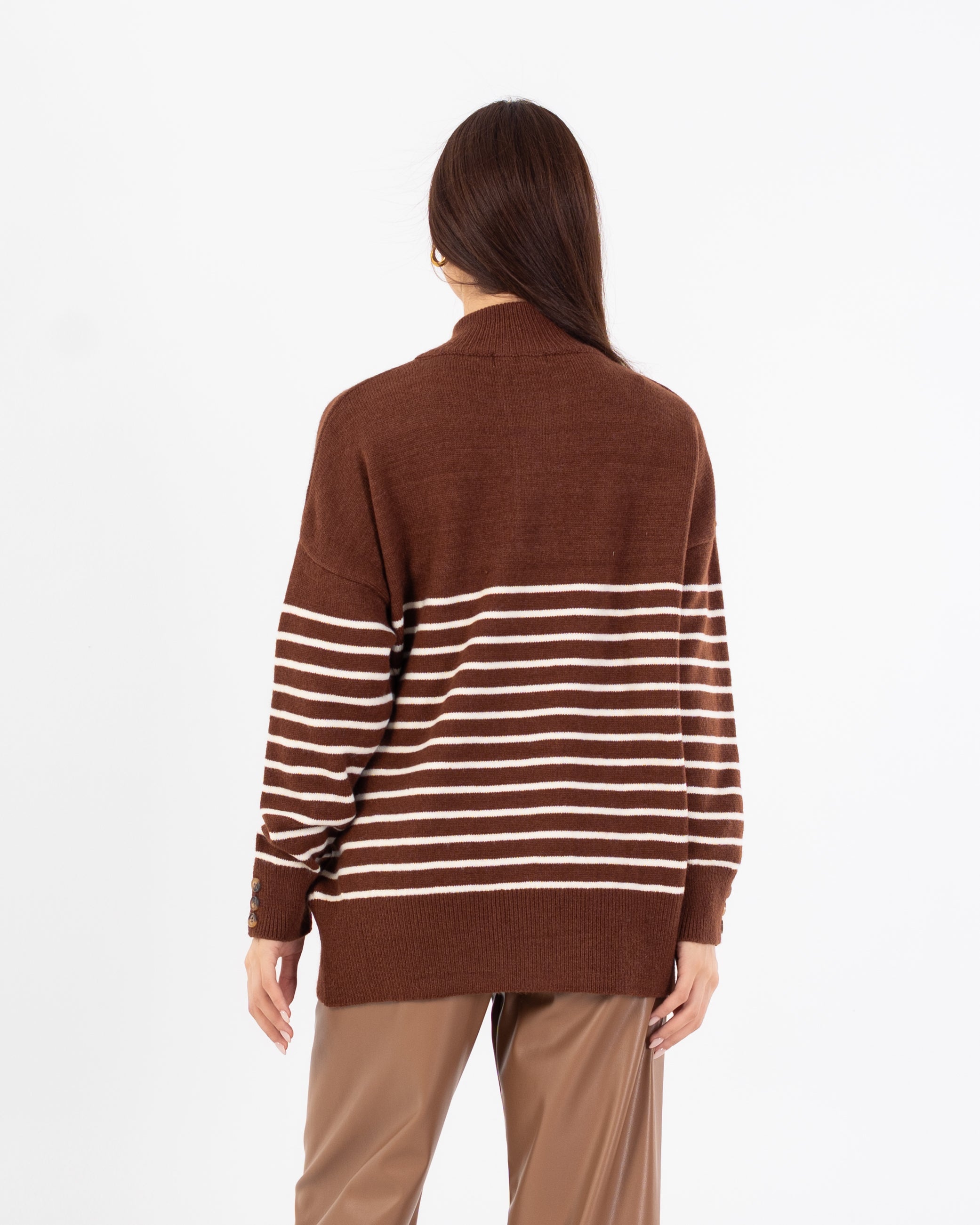Knitwear Pullover – Button Neck (Stripes)