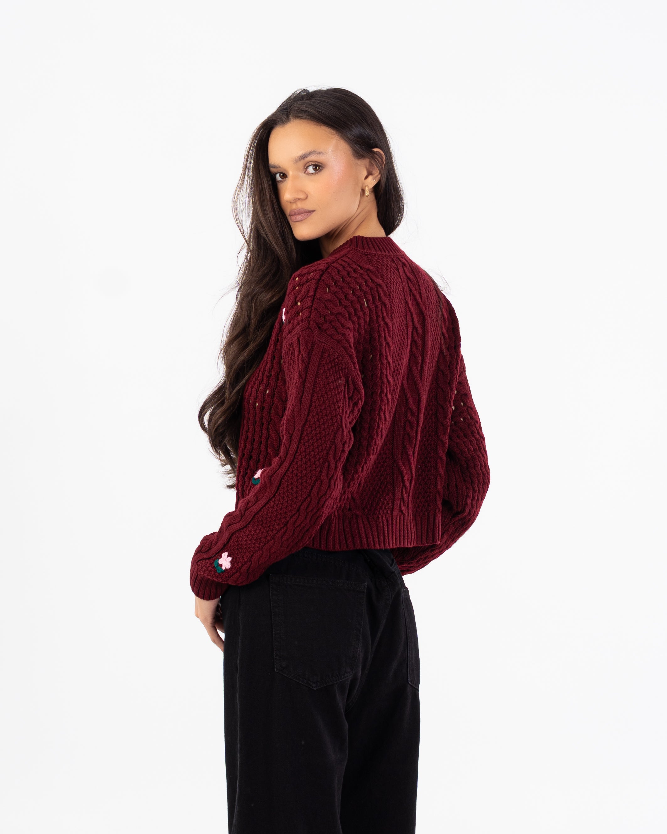 Knitwear Pullover – Short (Small Chest Floral Embroidery)