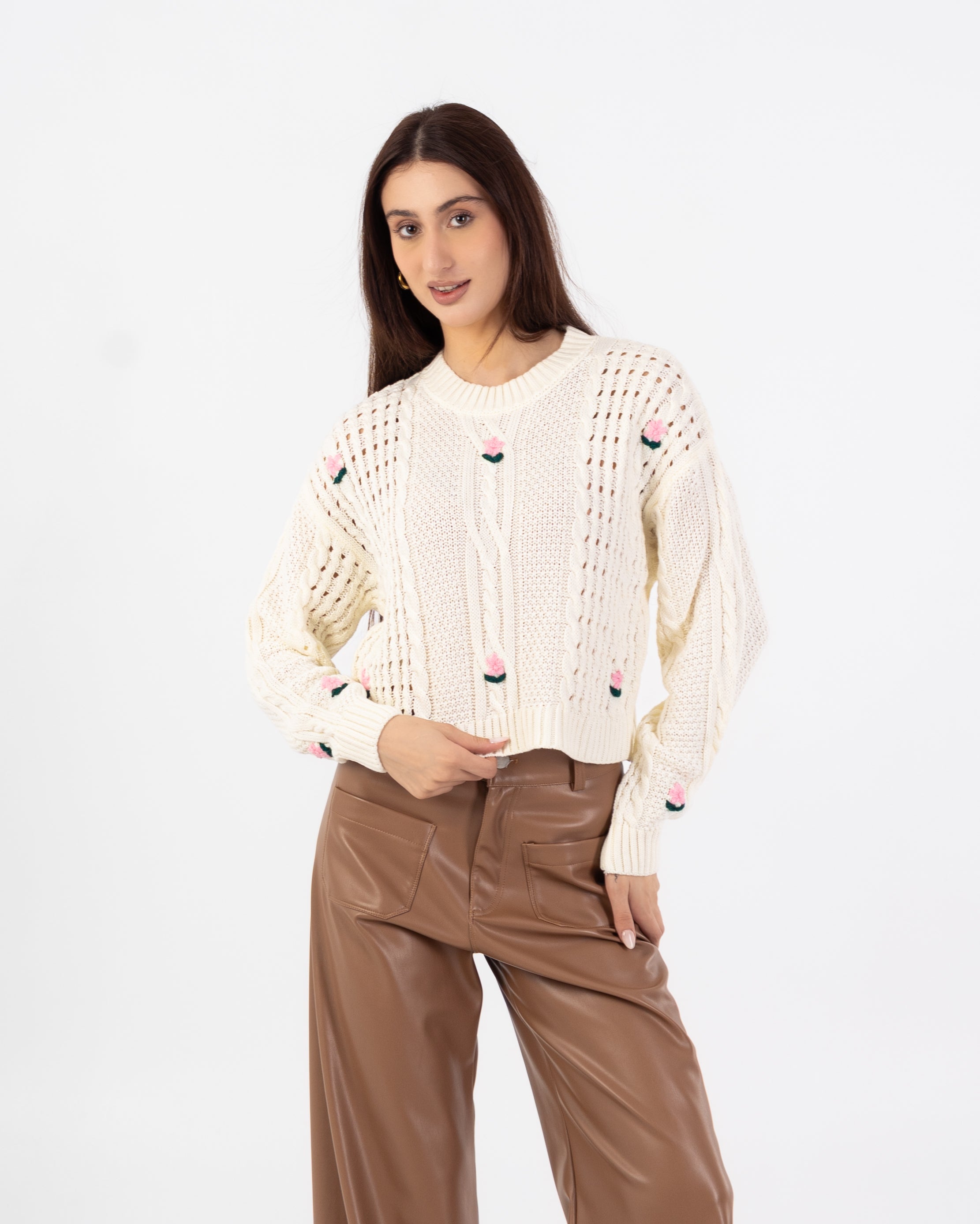 Knitwear Pullover – Short (Small Chest Floral Embroidery)