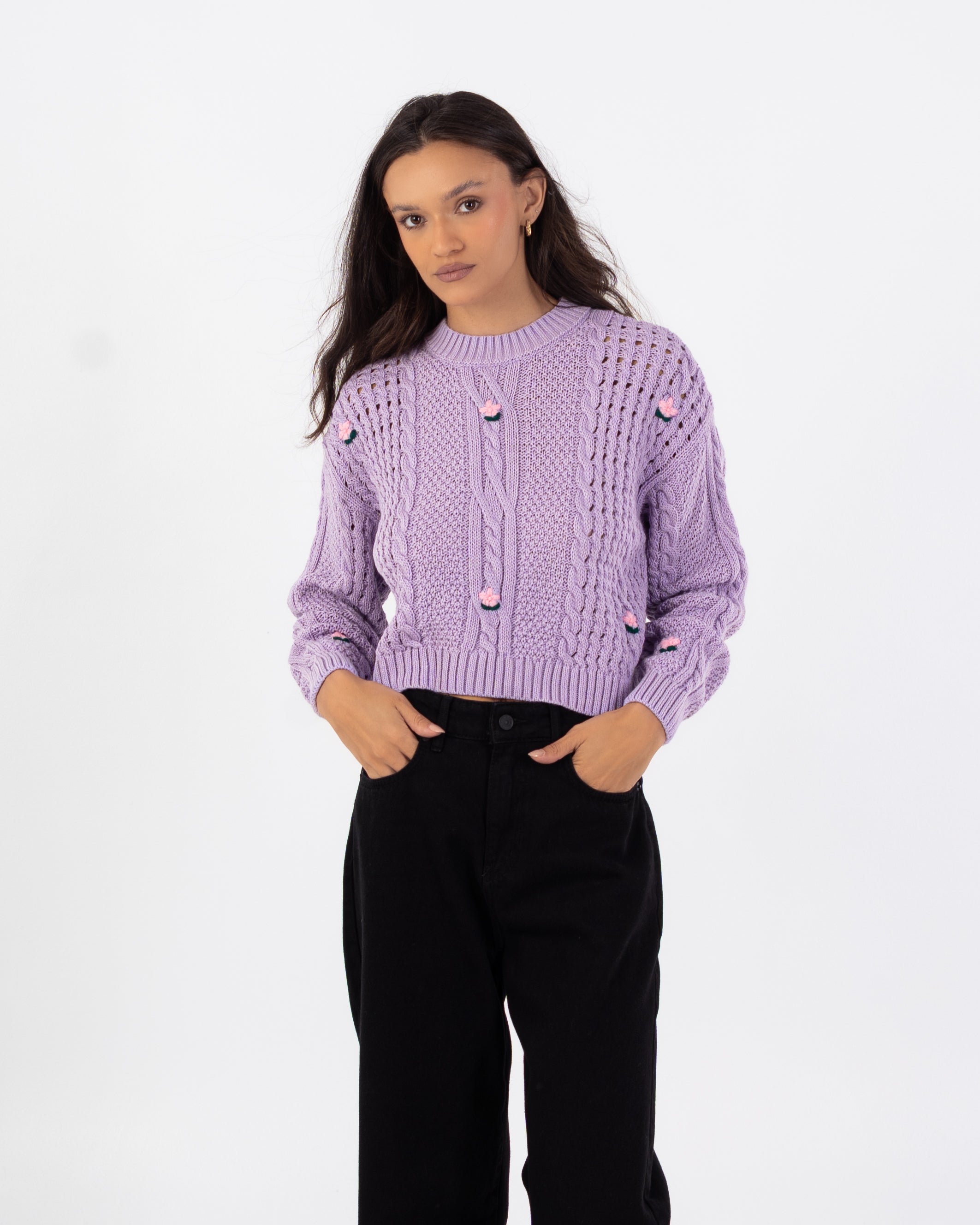 Knitwear Pullover – Short (Small Chest Floral Embroidery)