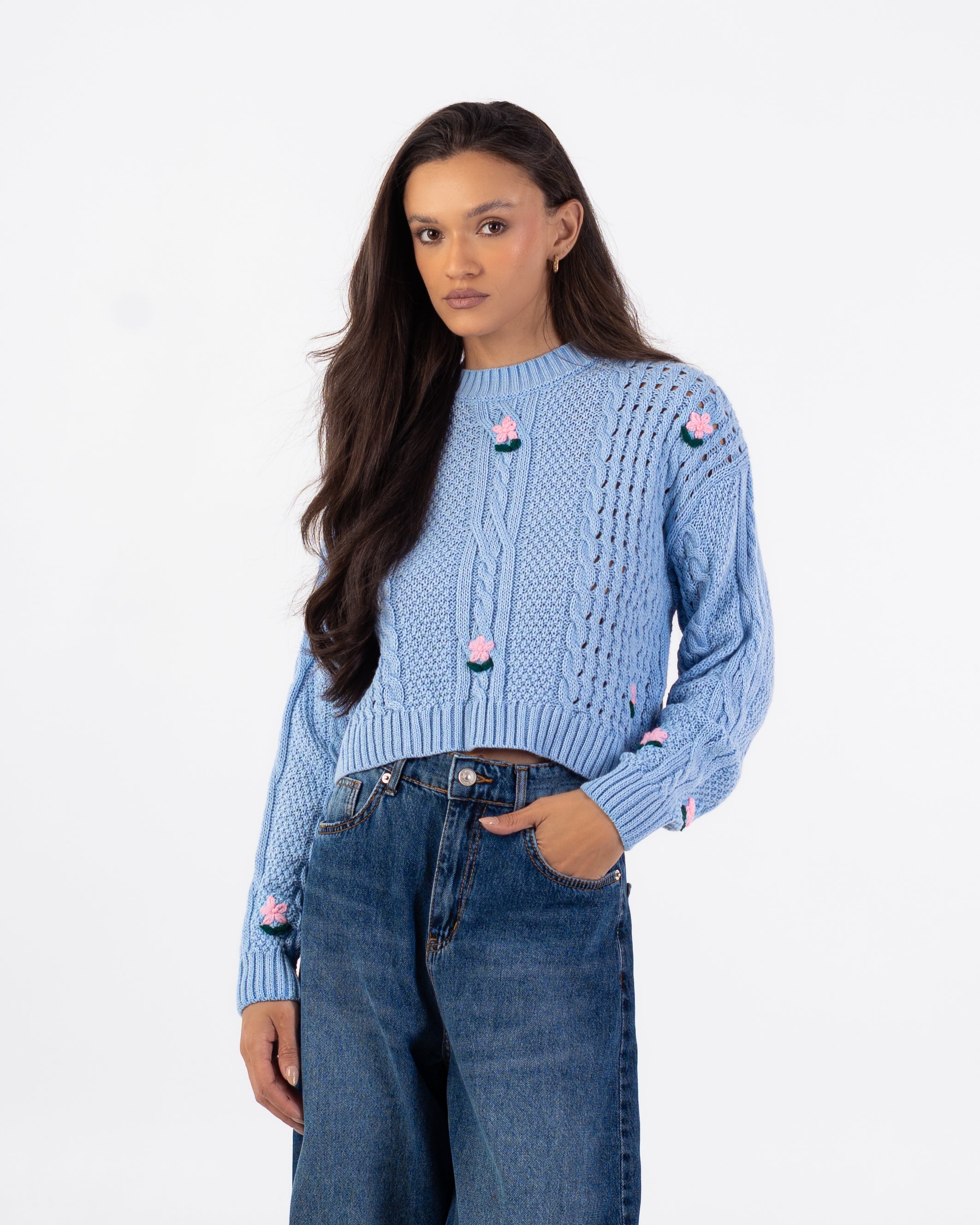 Knitwear Pullover – Short (Small Chest Floral Embroidery)