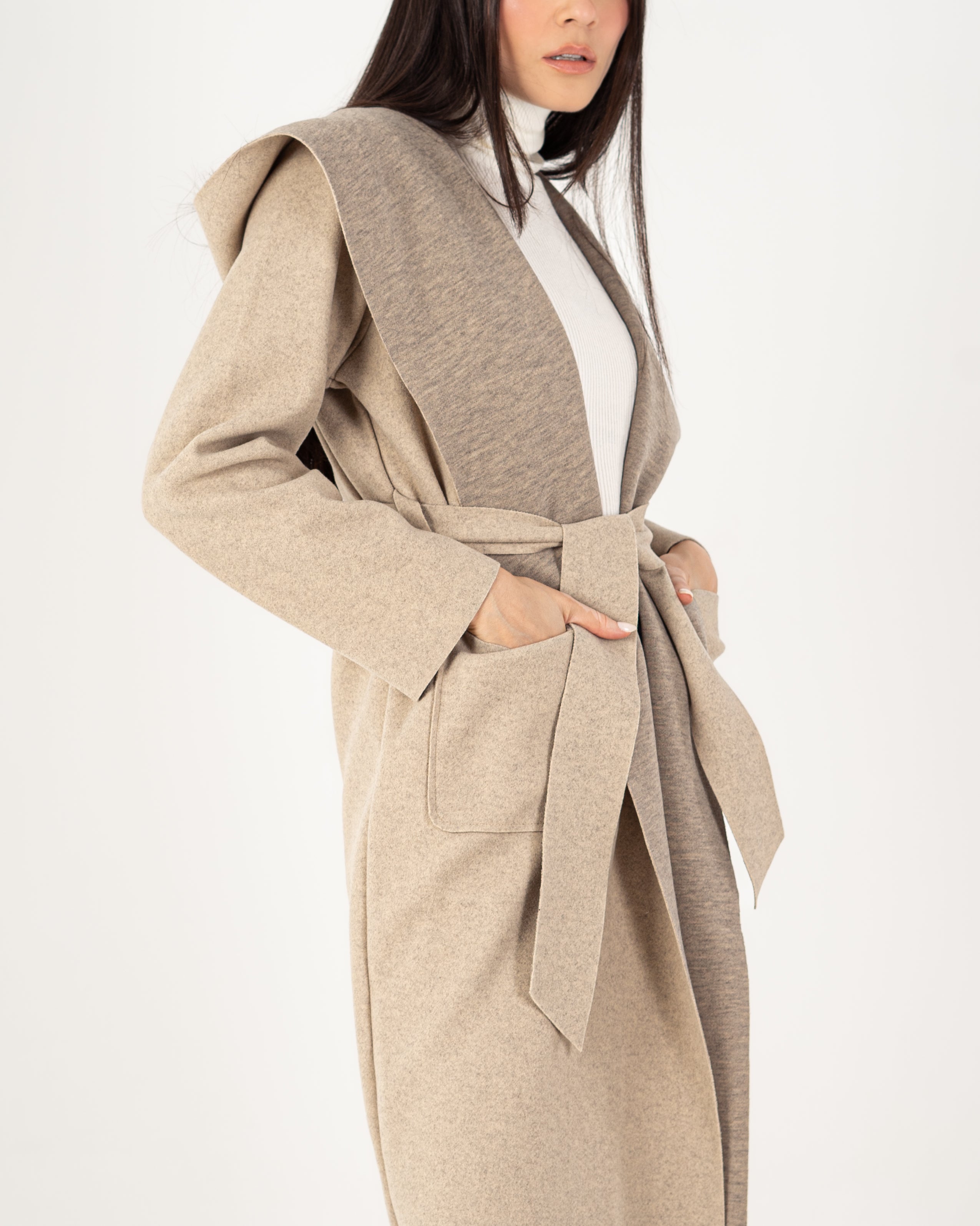 Wool Coat  - Belted (2-Large Pockets)