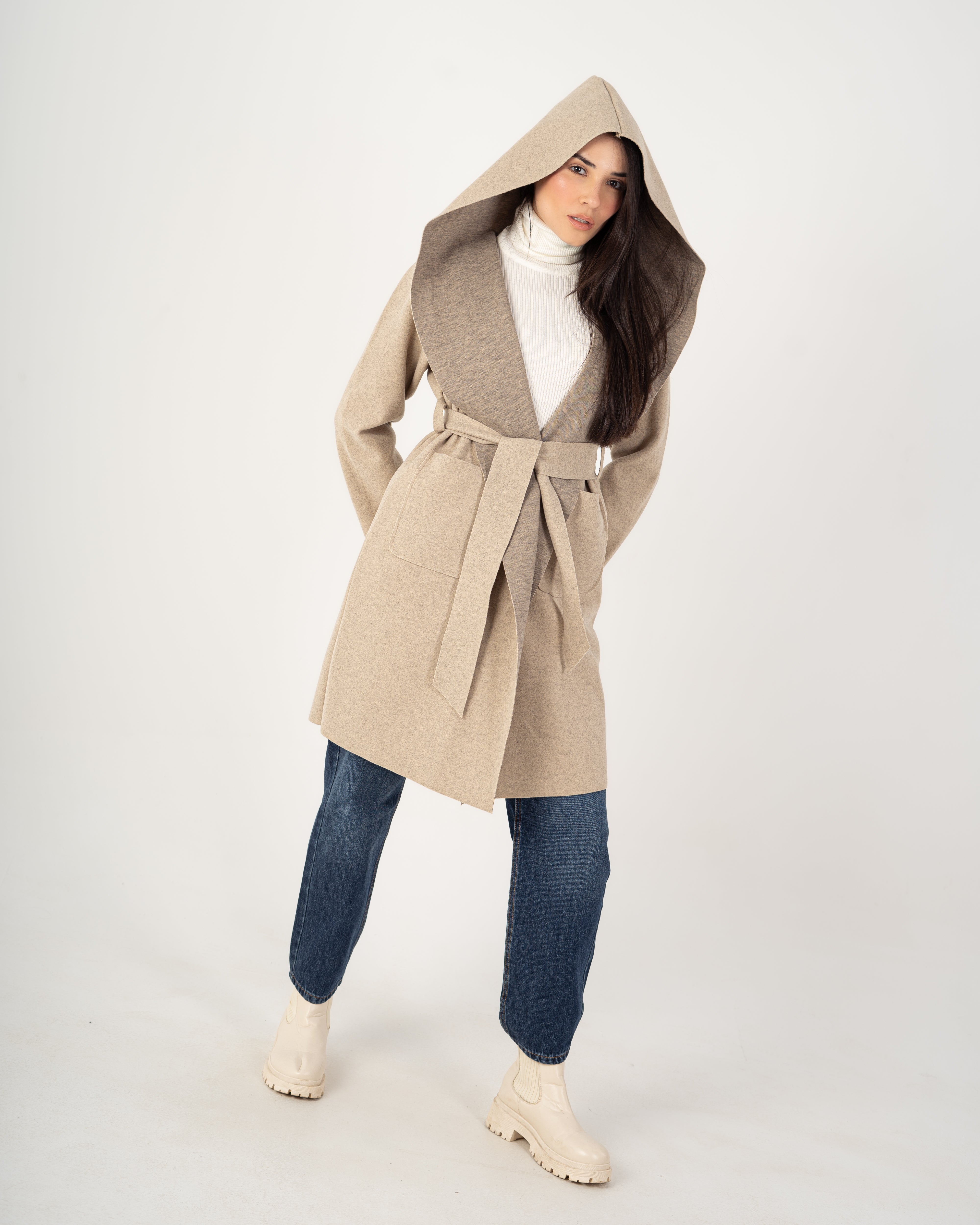 Wool Coat  - Belted (2-Large Pockets)