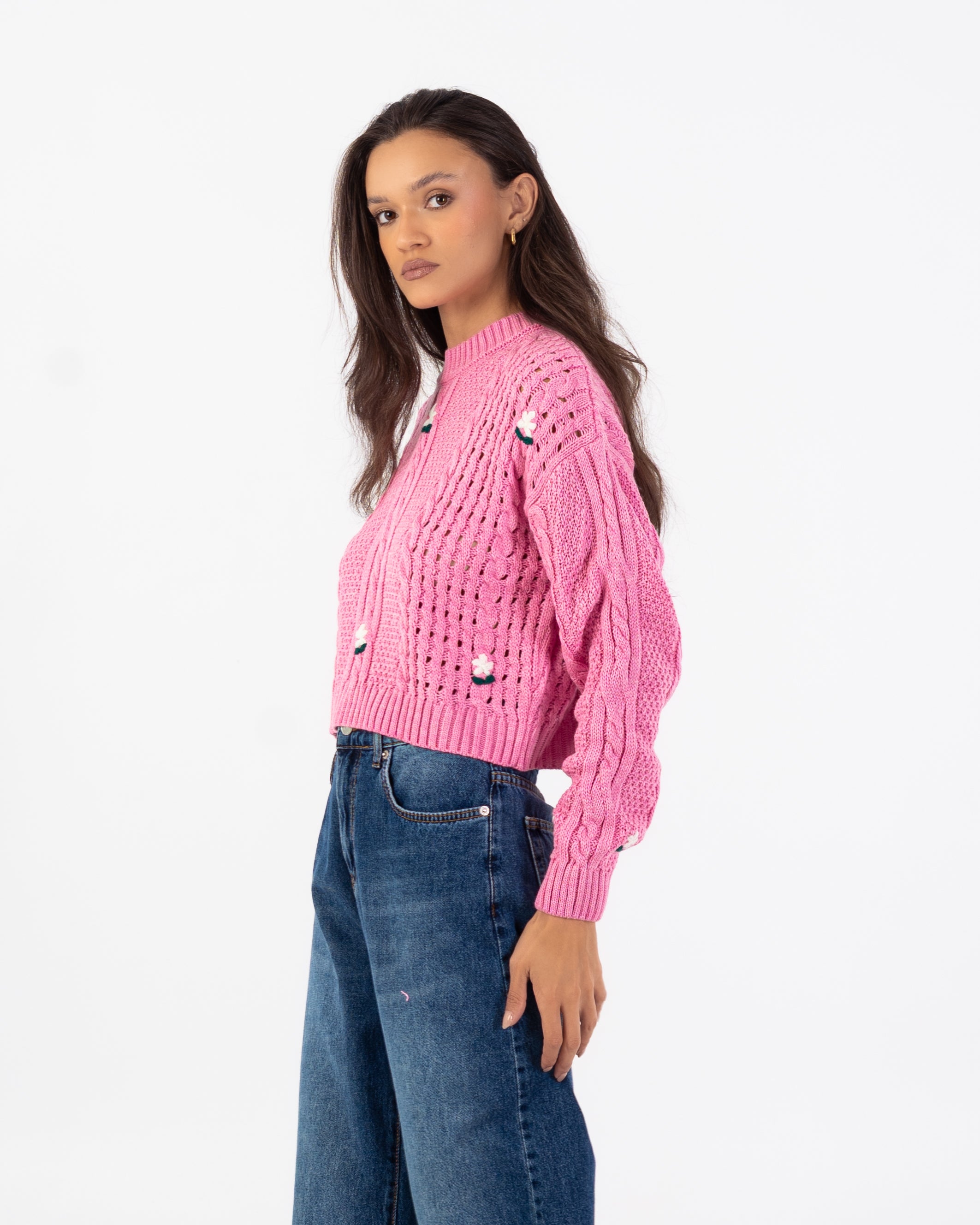 Knitwear Pullover – Short (Small Chest Floral Embroidery)