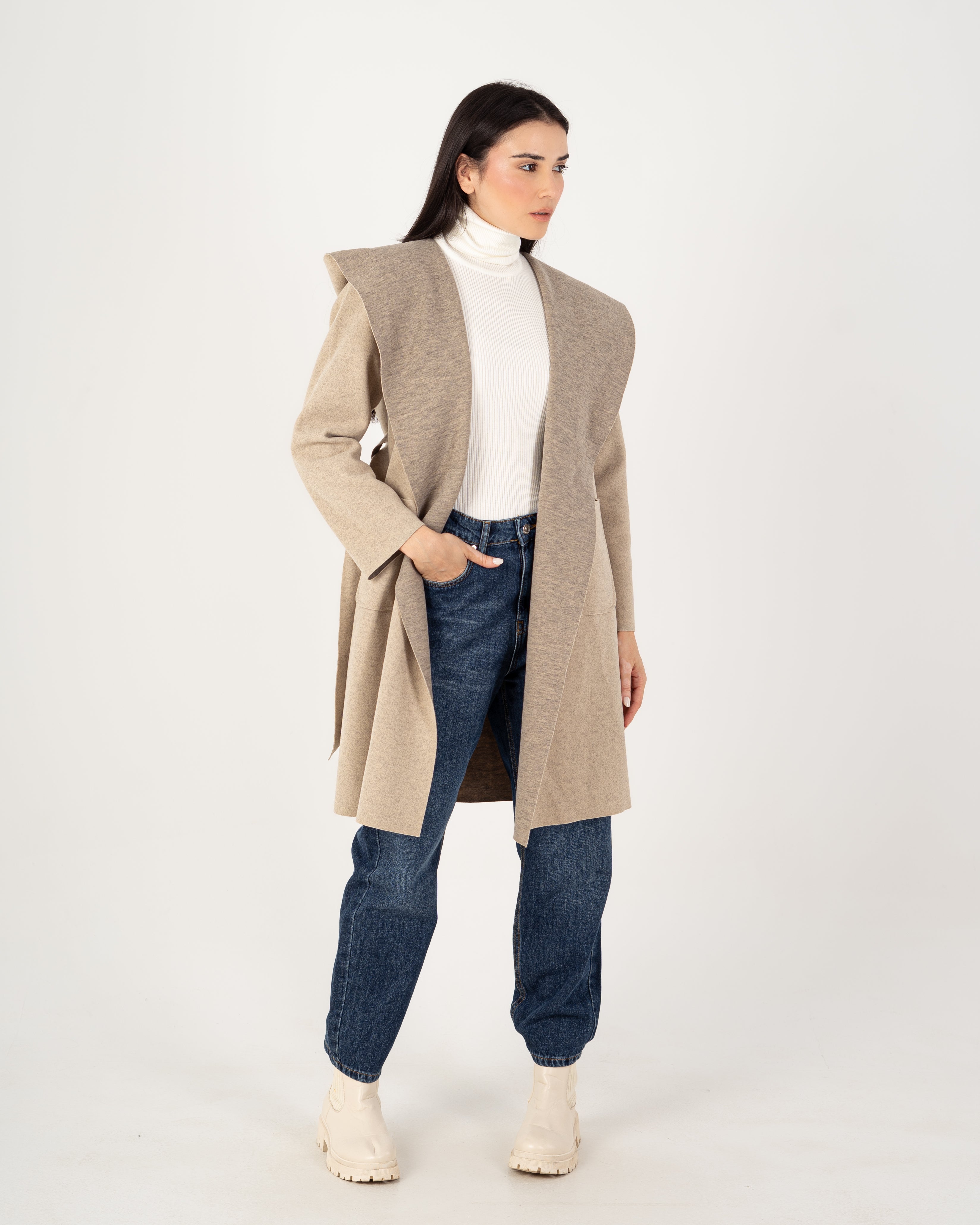 Wool Coat  - Belted (2-Large Pockets)