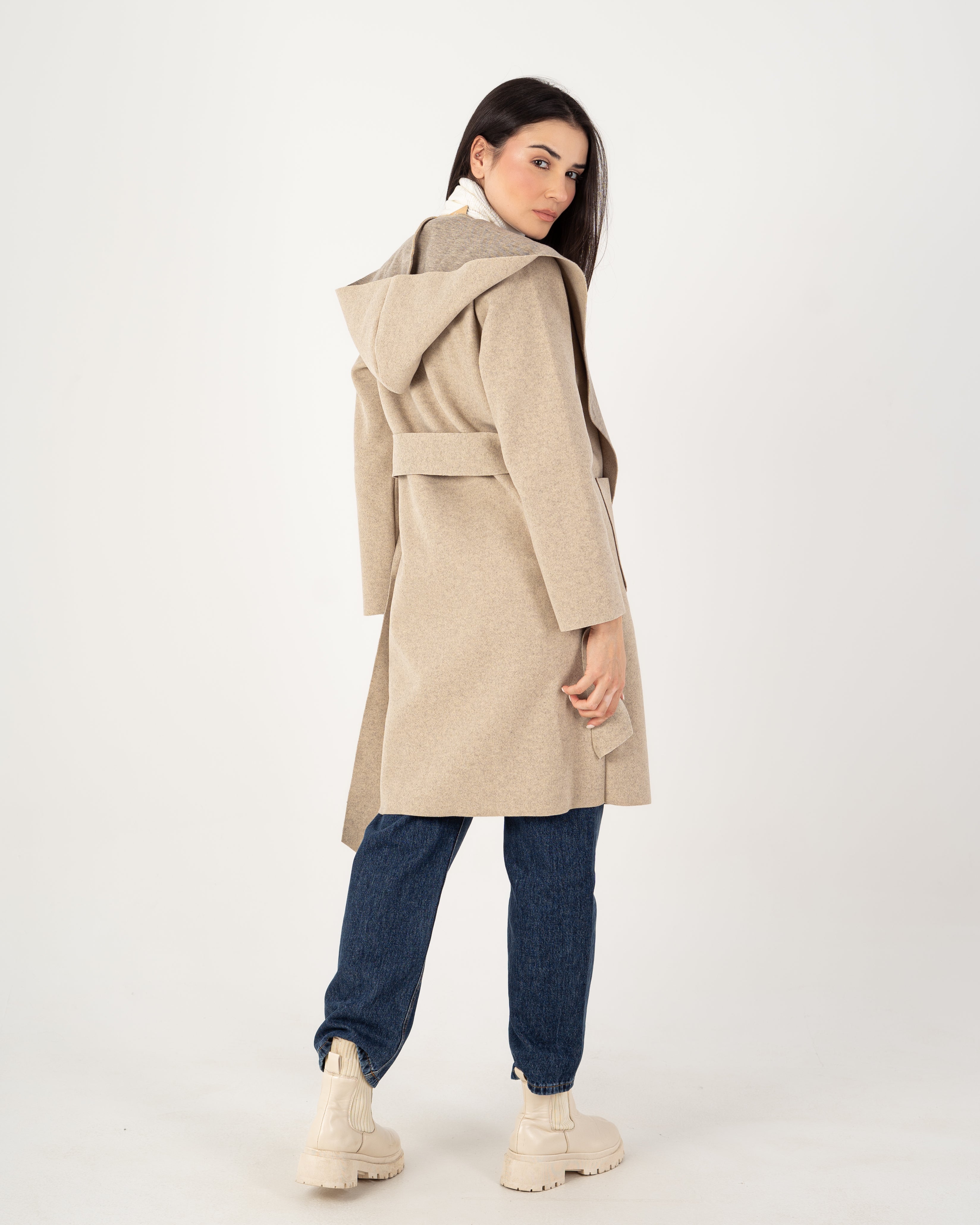 Wool Coat  - Belted (2-Large Pockets)